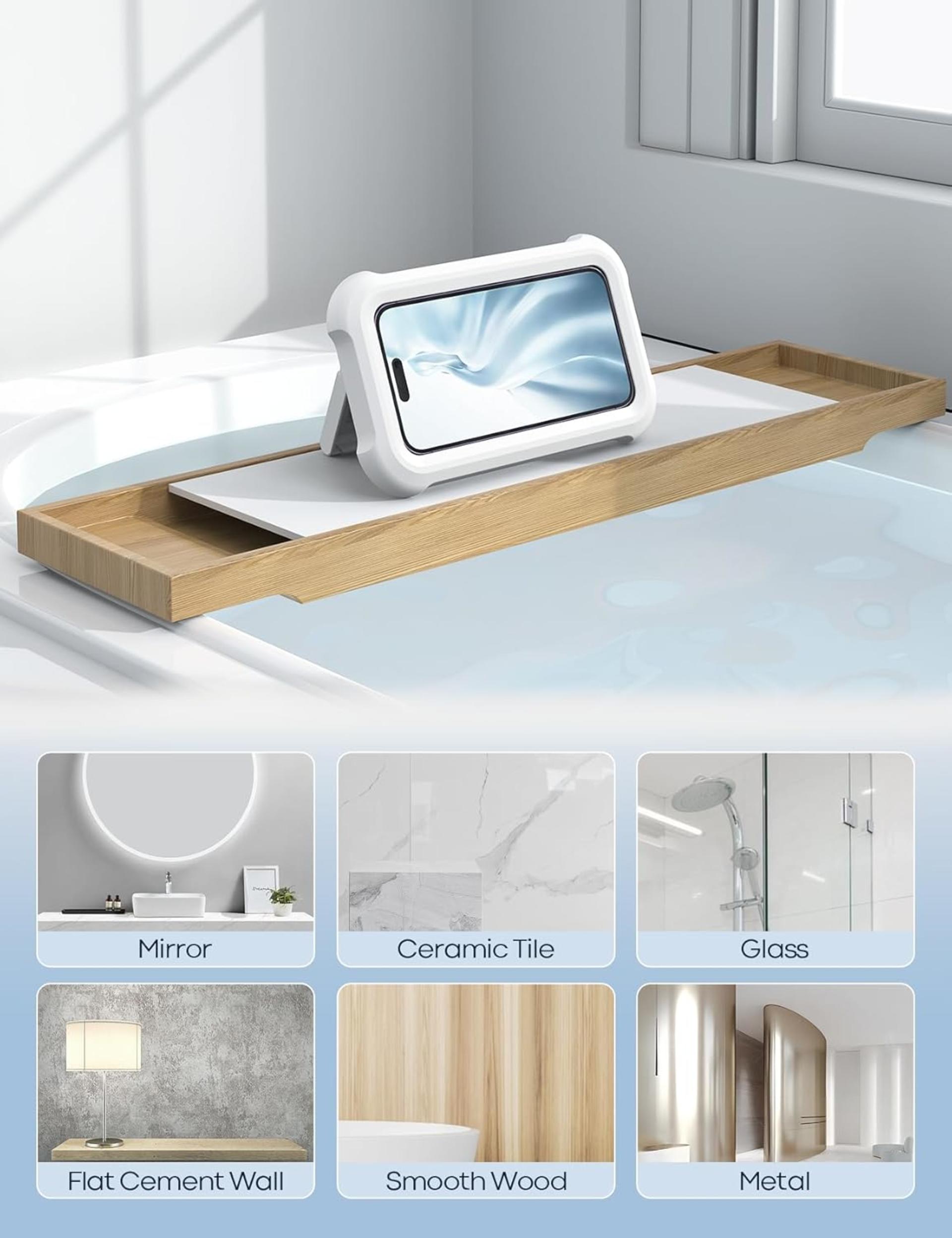 Waterproof Shower Phone Holder - 480° Rotatable Adjustable Mount for 4-7" Devices - 6