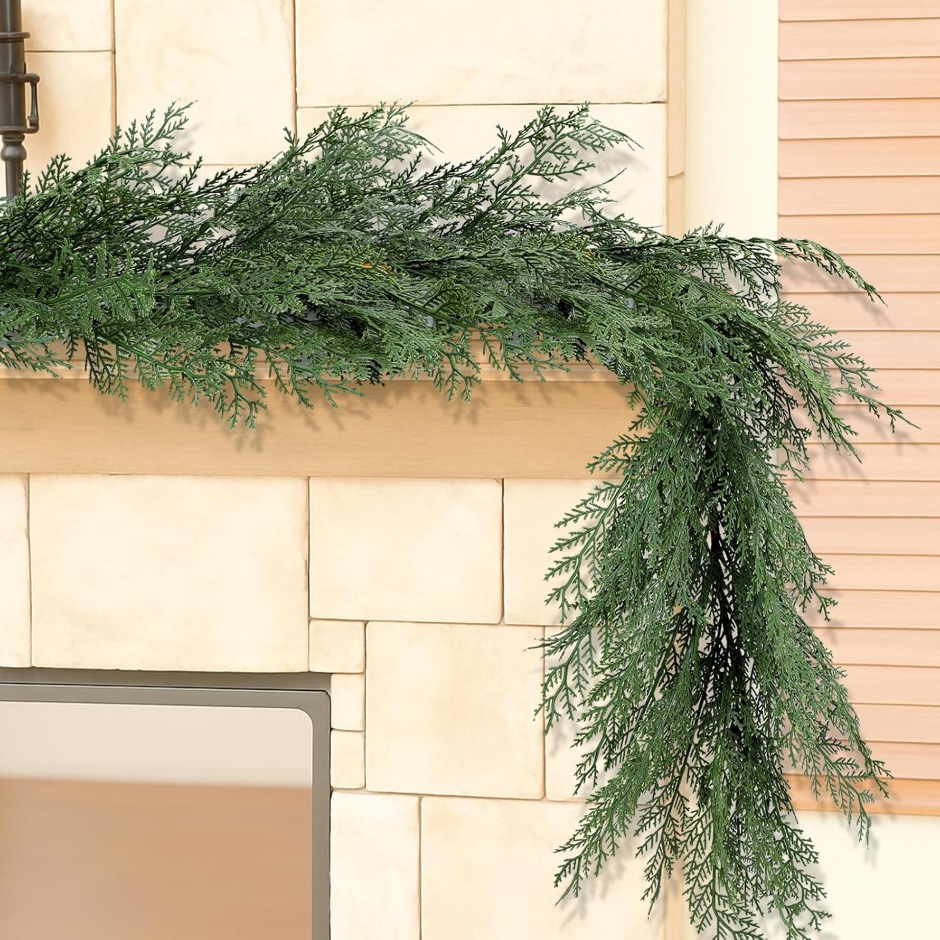 6FT Deluxe Cedar Christmas Garland with Real Touch Foliage for Indoor Outdoor Decor