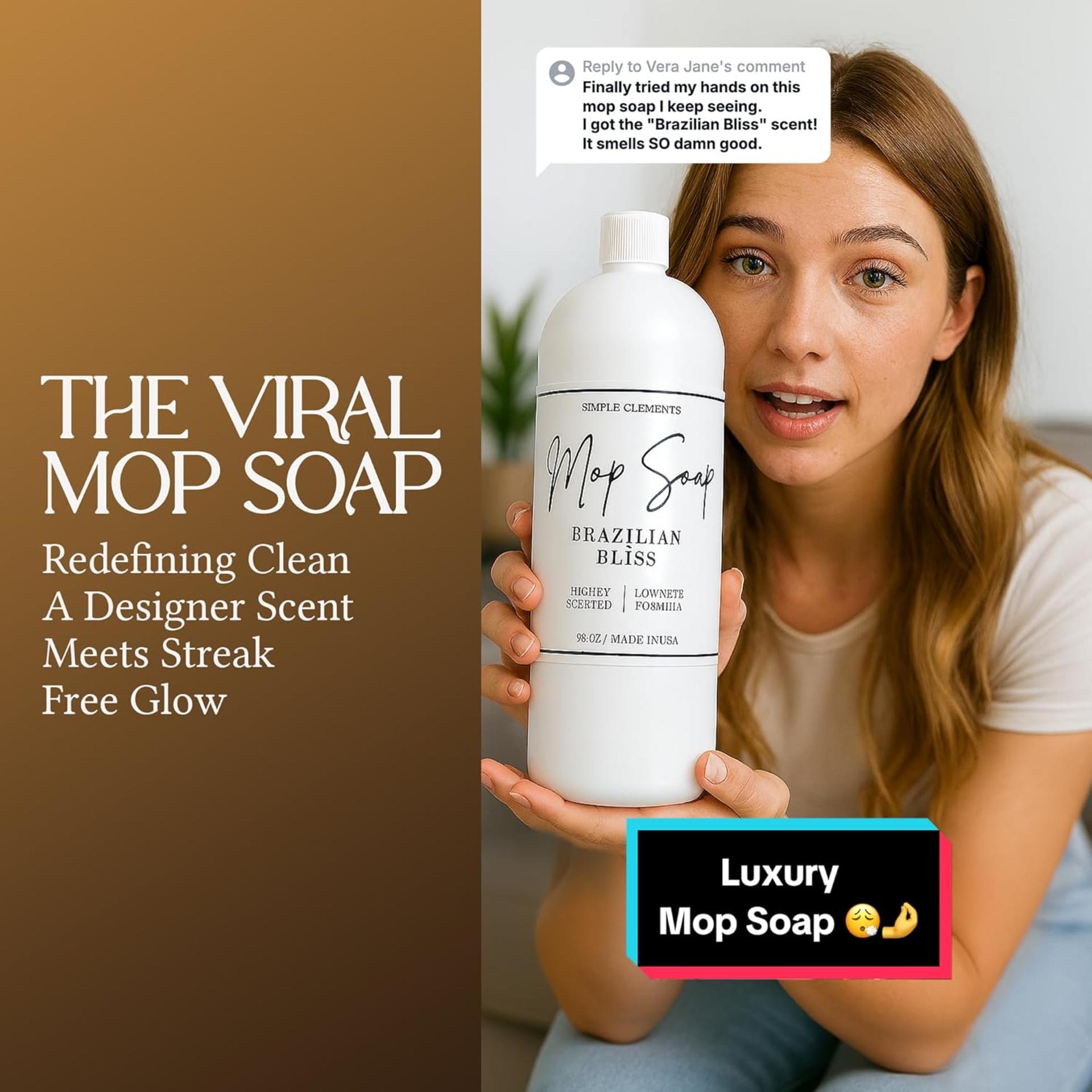 Brazilian Bliss Mop Soap - Highly Scented Luxury Floor Cleaner, Low Suds, No Residue, 32 Oz - 3