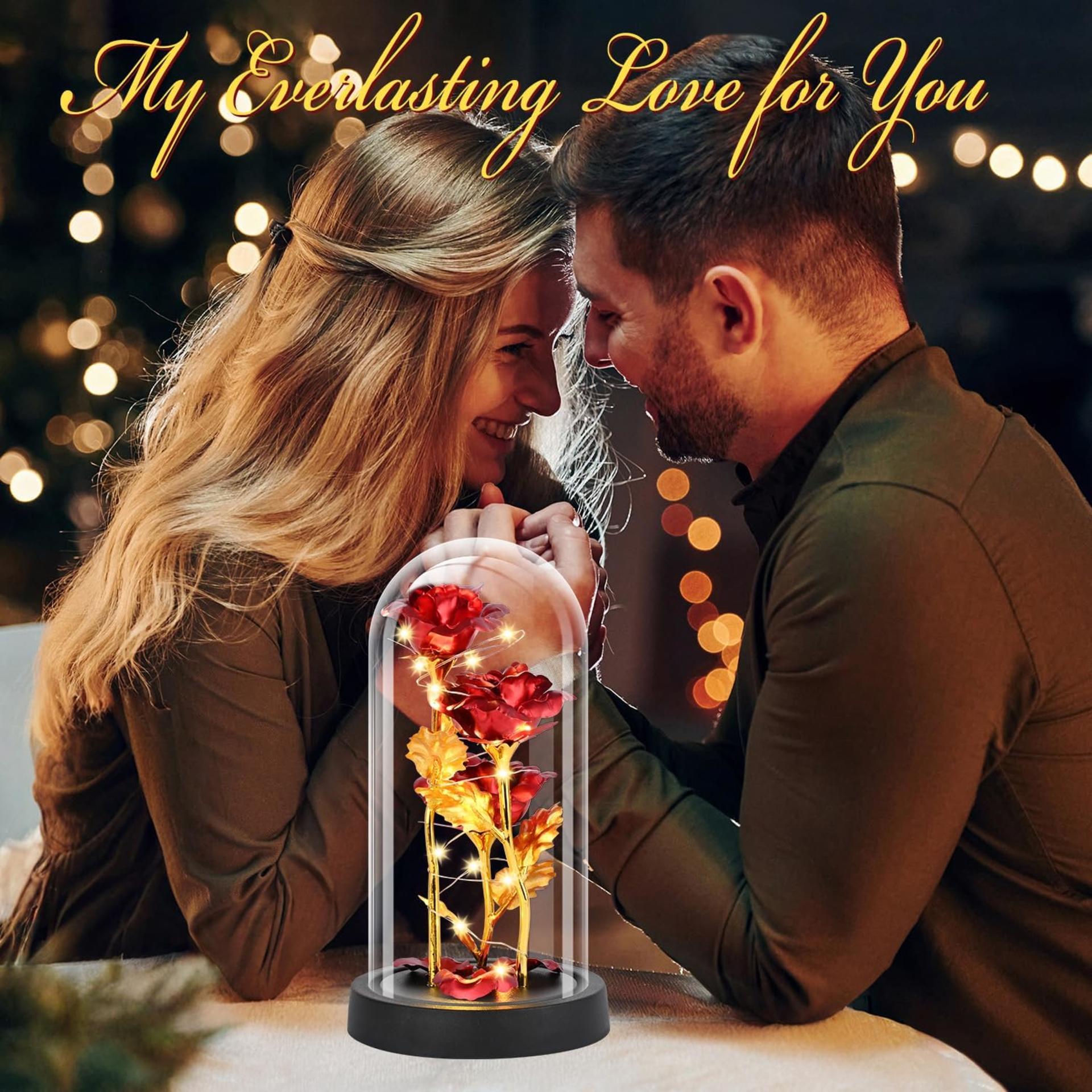 Light Up Rose in Glass Dome - Eternal Rose Gift for Women with LED Illumination - 3