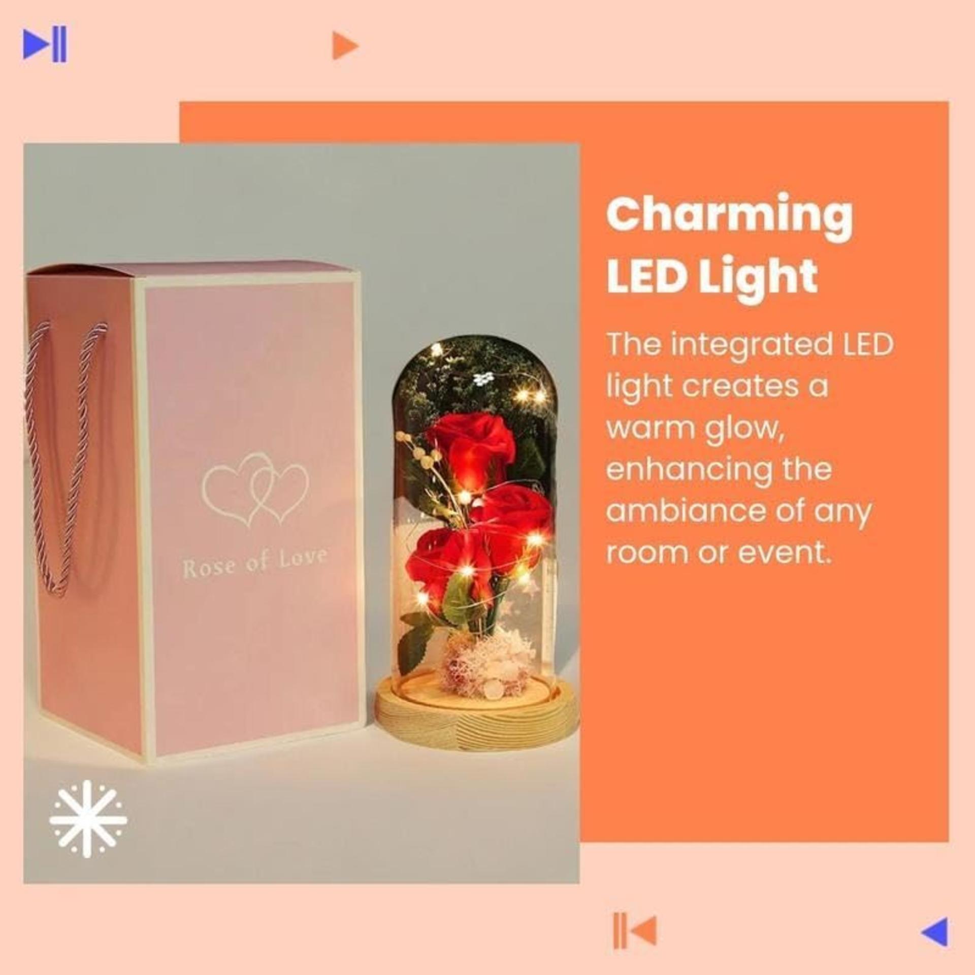 LED Artificial Rose Bouquet in Glass Box with Light, Eternal Flower Decor for Home & Party - 4