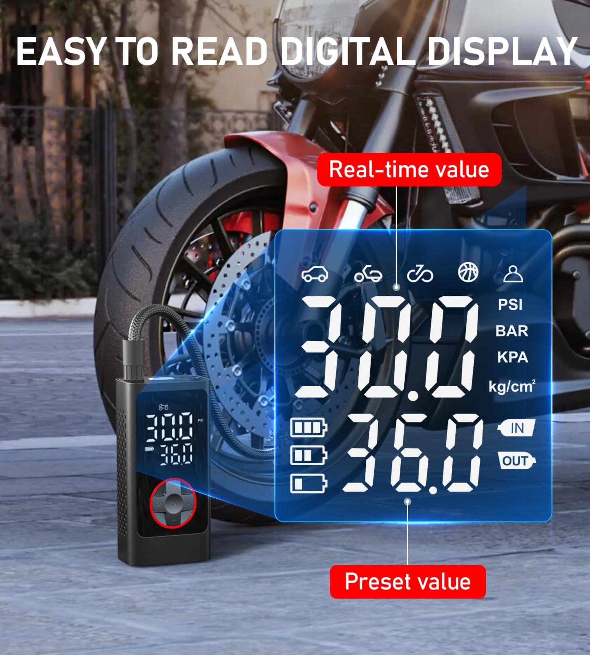 150PSI Cordless Portable Air Compressor with Auto Shut Off and LED Light for Car Tires - 4