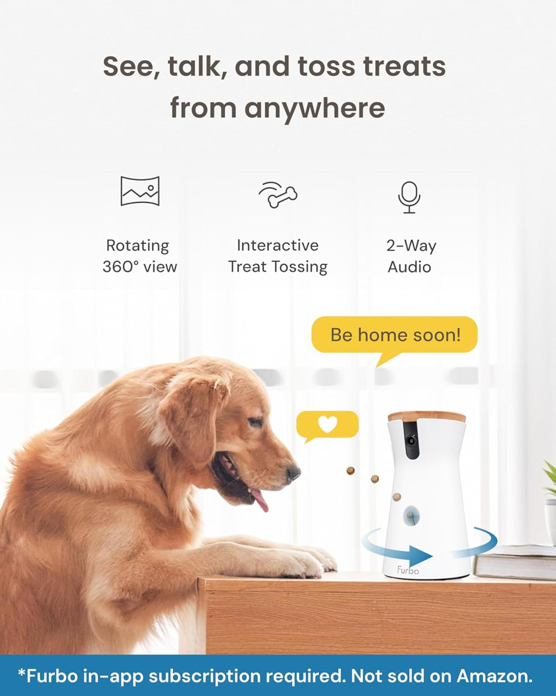 360° Smart Dog Camera with Treat Dispenser & AI Tracking - Home Security Pet Monitor - 2