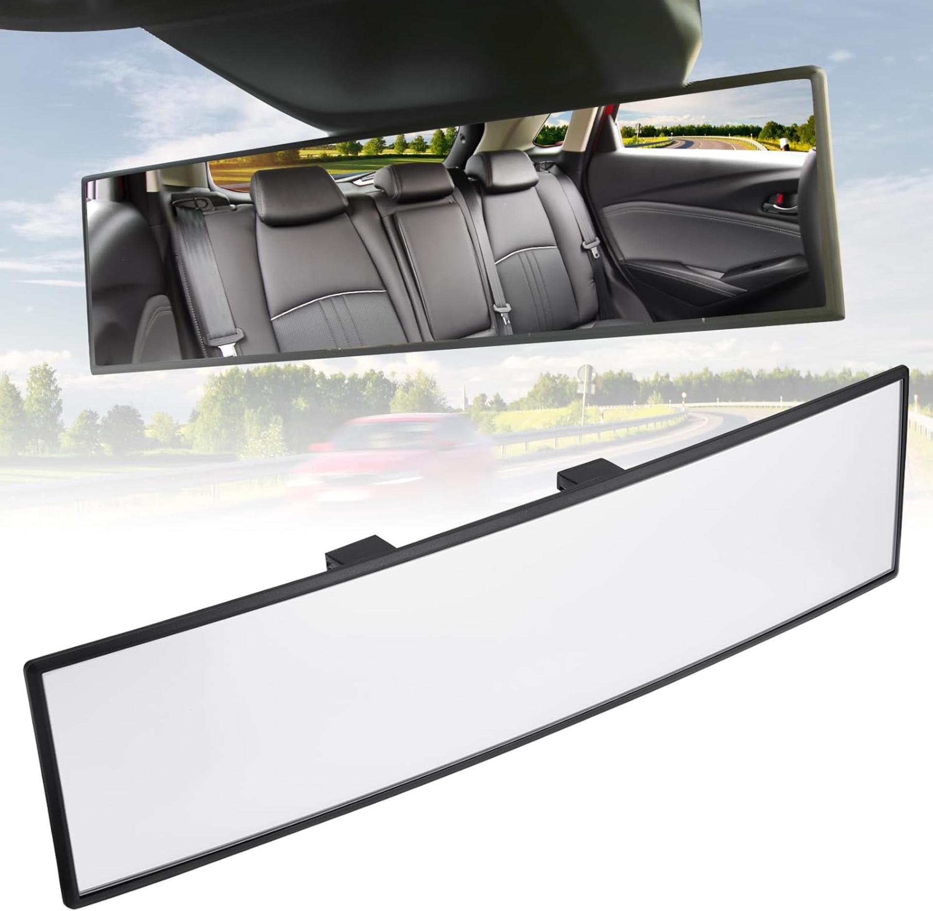 11.81 Inch Panoramic Convex Rear View Mirror - Wide Angle Interior Clip-on for Cars and SUVs