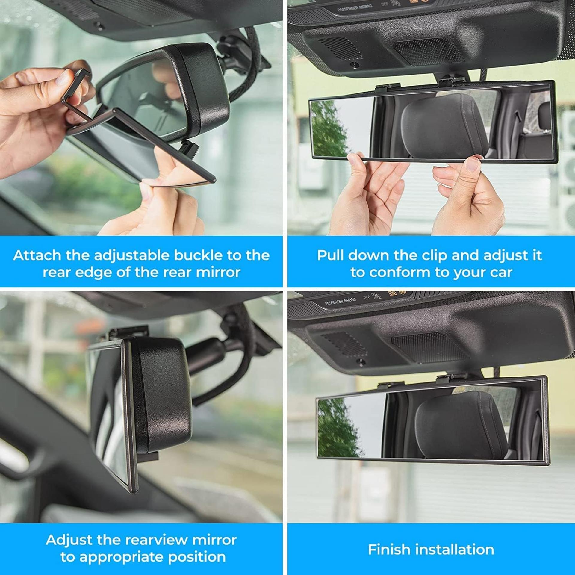 11.81 Inch Panoramic Convex Rear View Mirror - Wide Angle Interior Clip-on for Cars and SUVs - 5