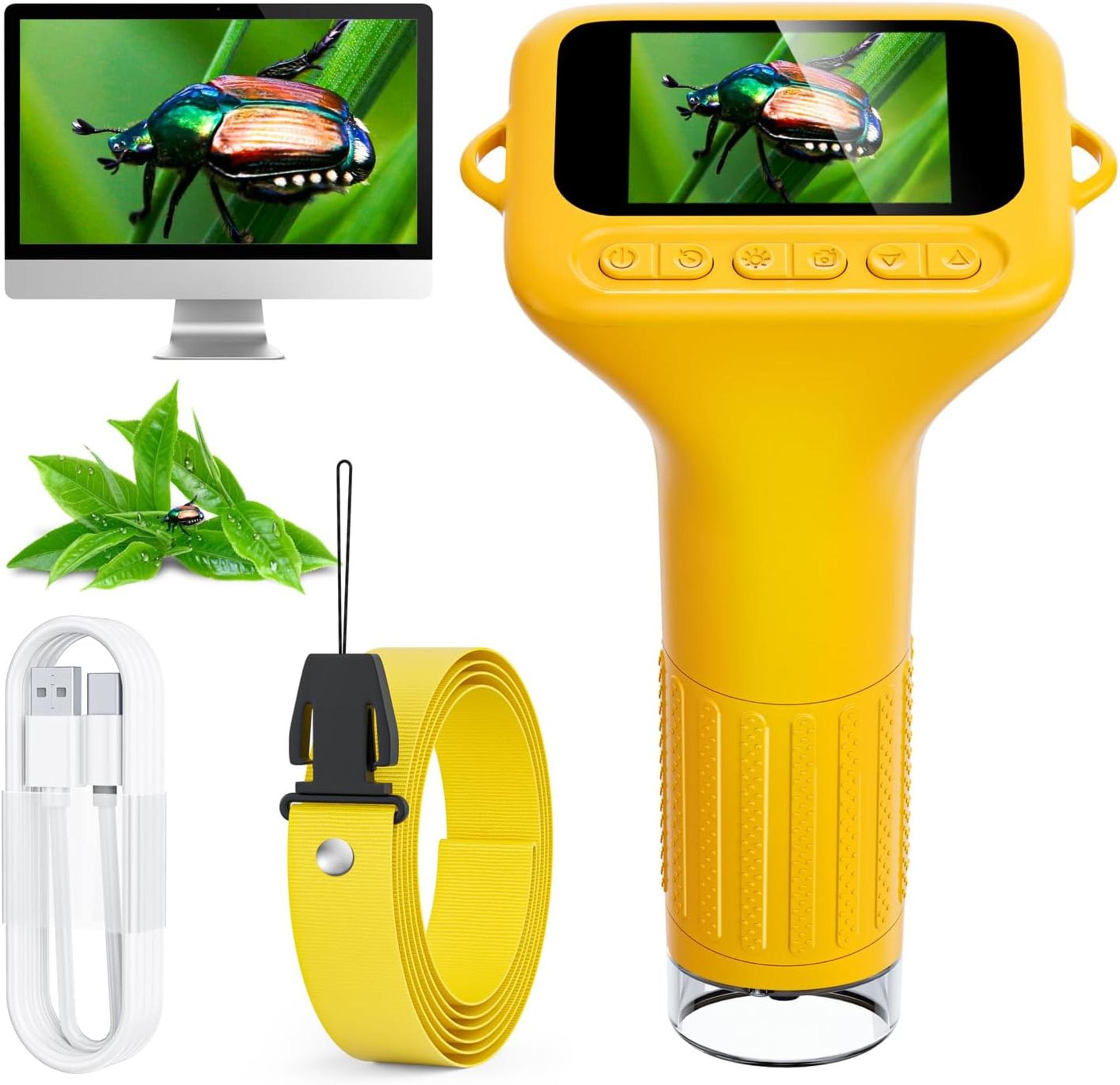 Kids Digital Microscope with 2" Screen, 1000X Magnification & HD Camera for Science Learning