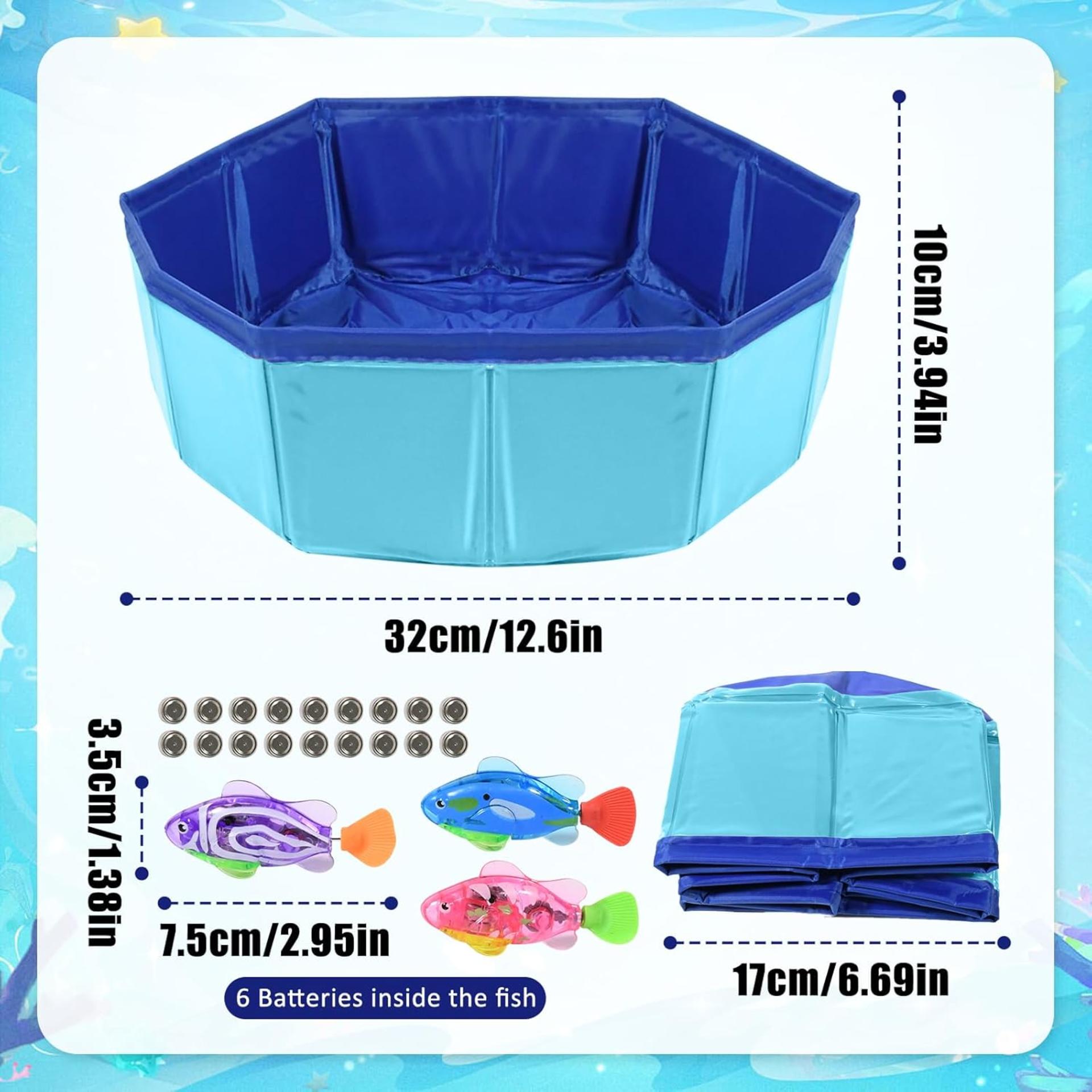 LED Robotic Fish Cat Pool Toy with 3 Self-Swimming Fish and Leak-Proof Water Play Mat - 2