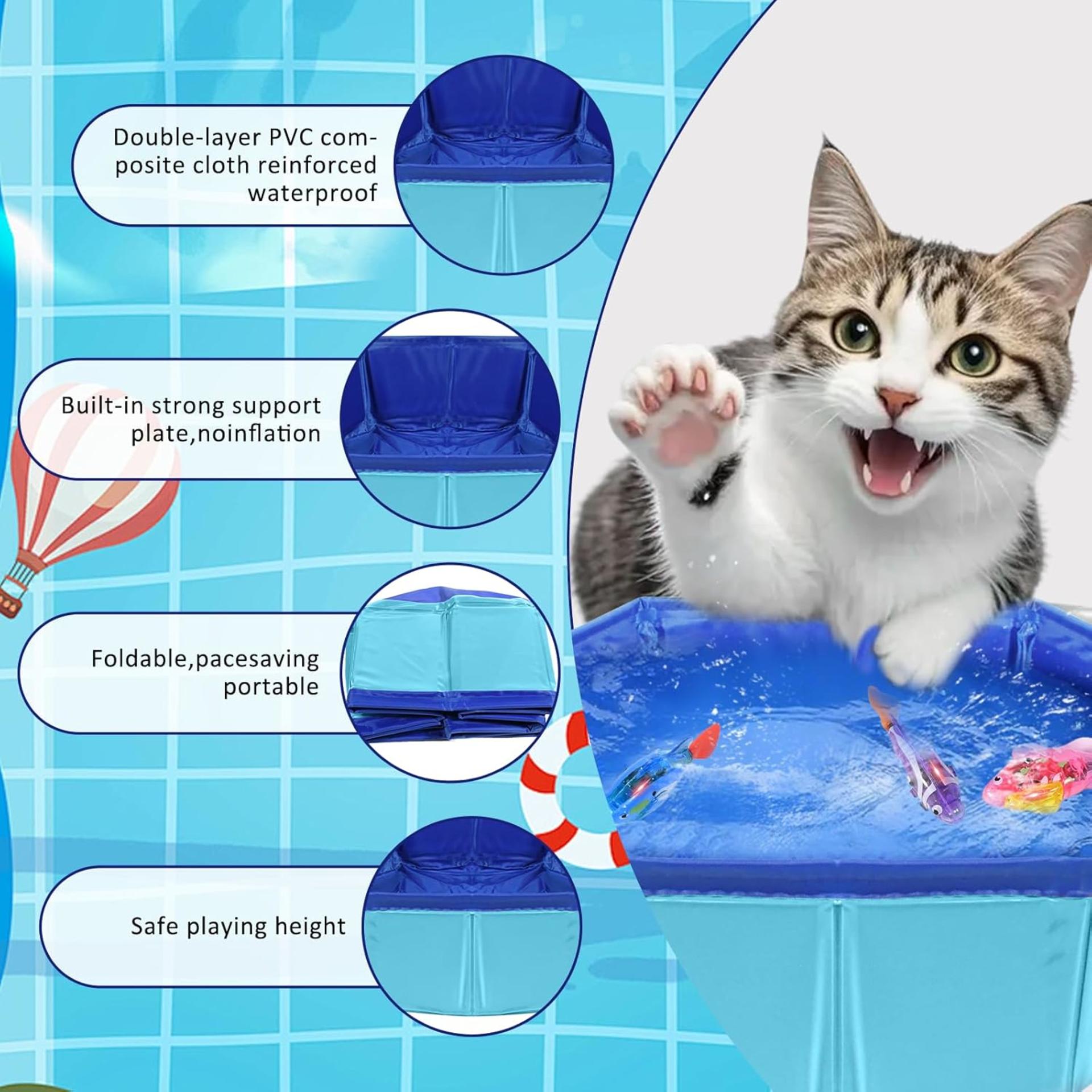 LED Robotic Fish Cat Pool Toy with 3 Self-Swimming Fish and Leak-Proof Water Play Mat - 3