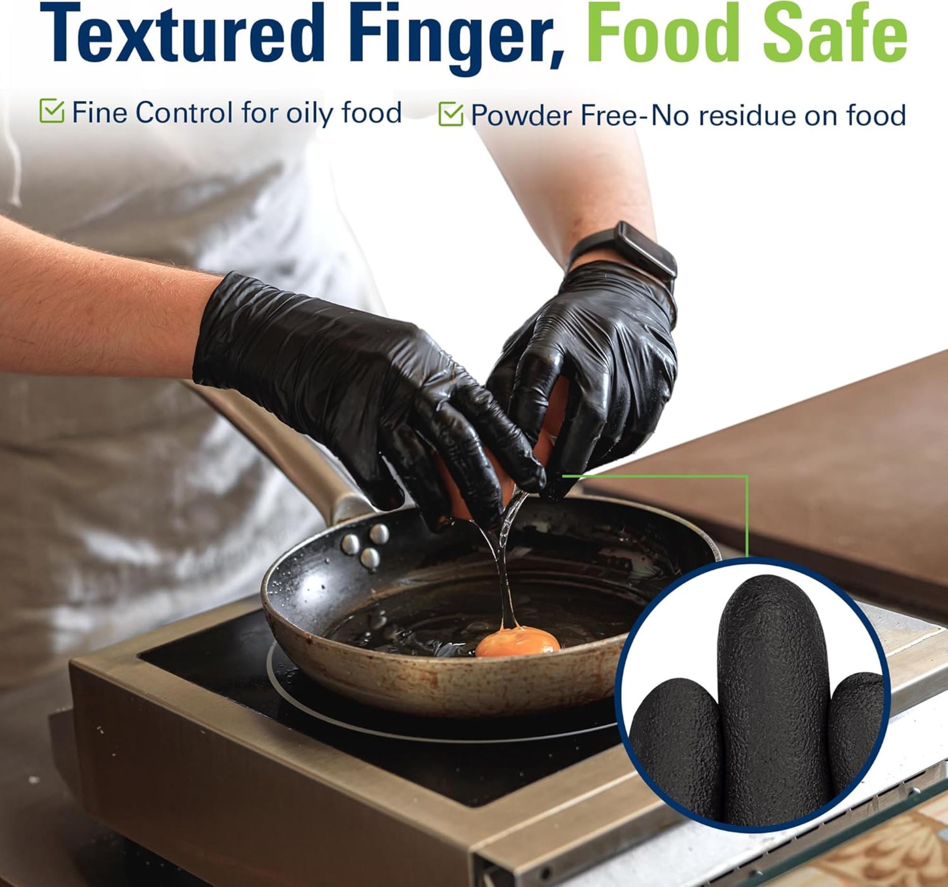 Black Nitrile Disposable Gloves, Latex-Free & Powder-Free for Food Prep, Kitchen, Cleaning - 4