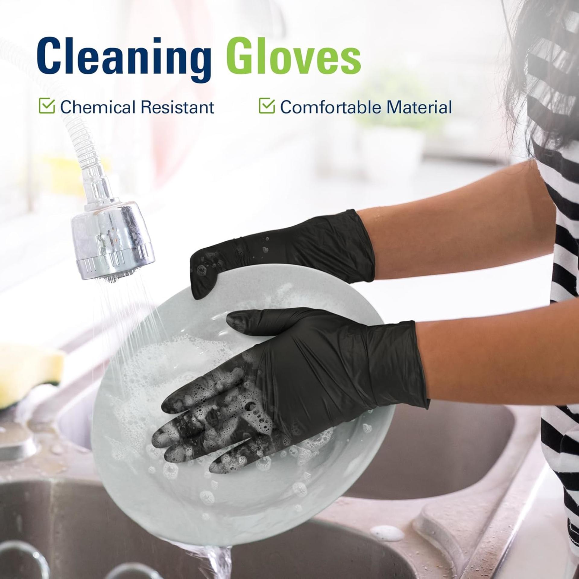 Black Nitrile Disposable Gloves, Latex-Free & Powder-Free for Food Prep, Kitchen, Cleaning - 6
