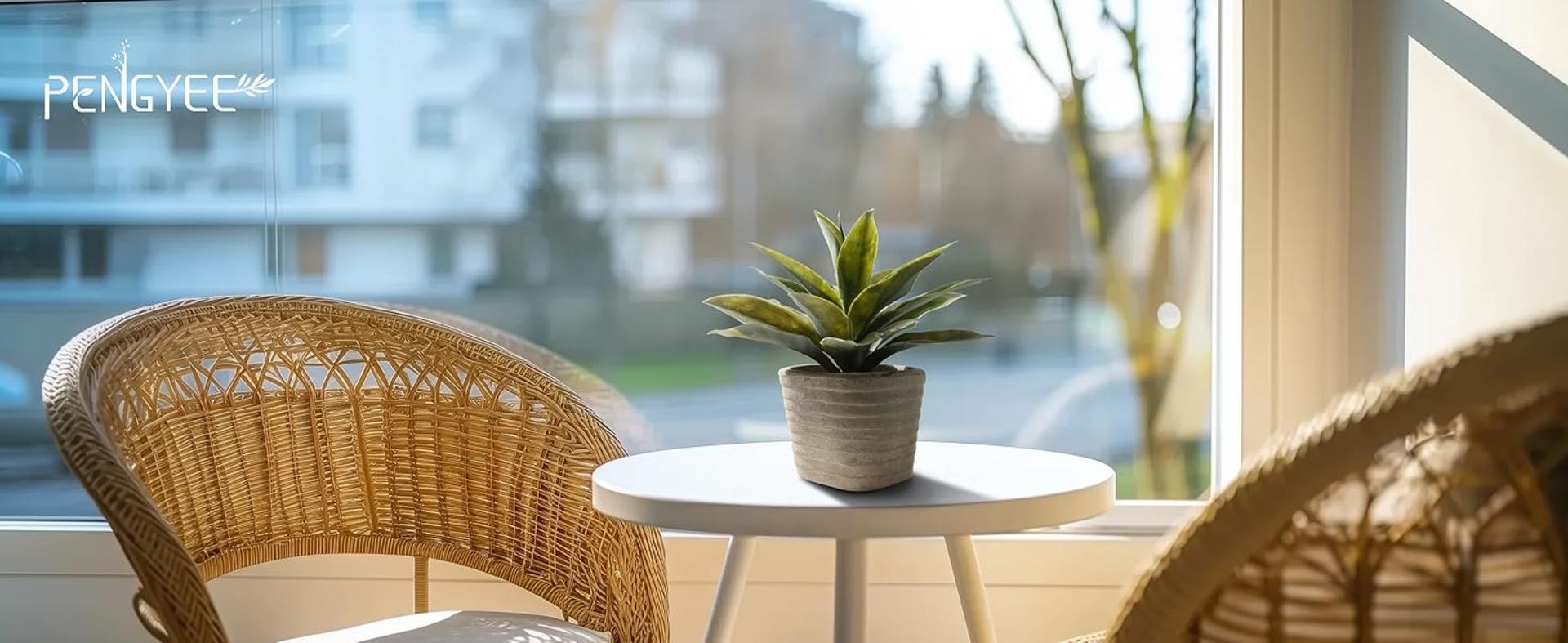 2 Pack Small Fake Plants, 11.42 Inch Artificial Agave Plants in Pots, Faux Plants Indoor for Home Ro detail 5