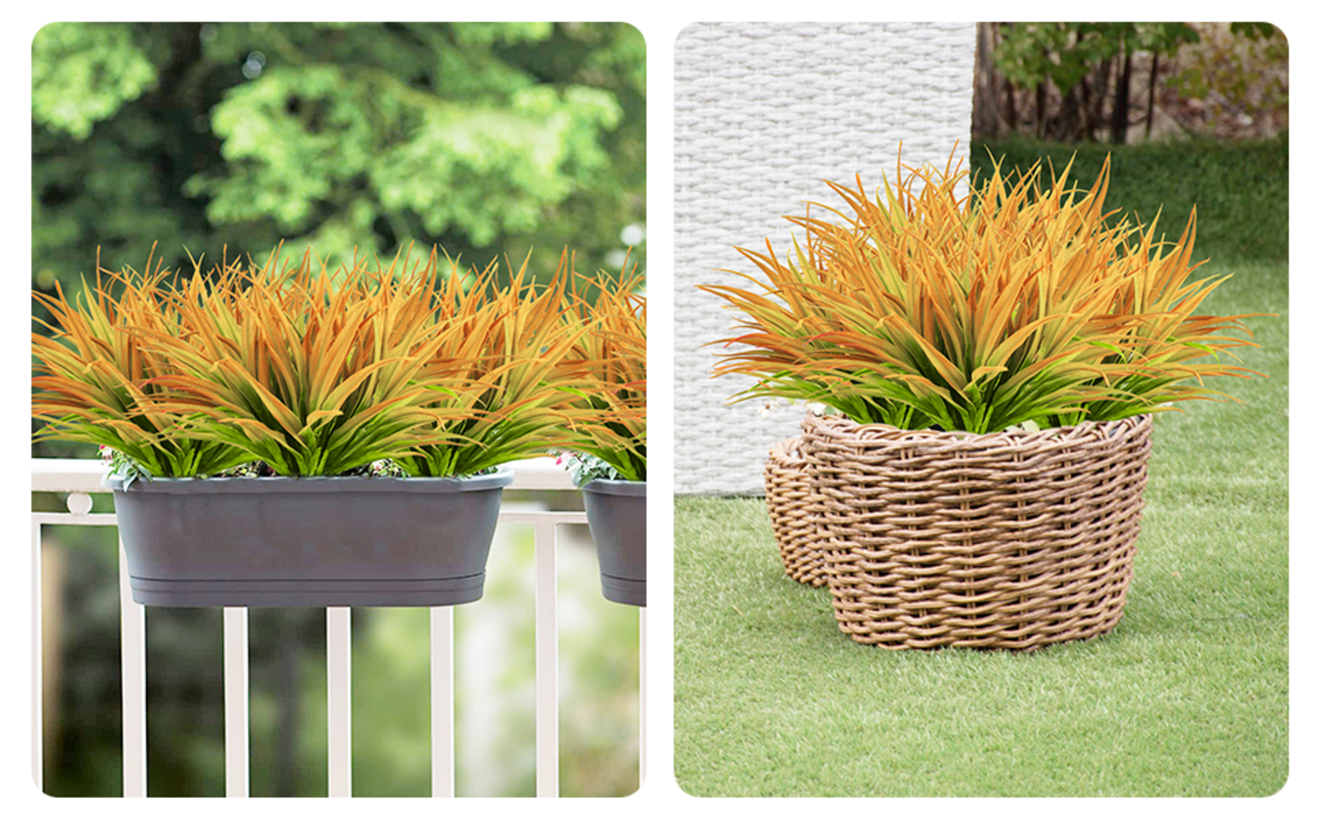 Artificial Grass Plants - 8 Pack UV Resistant Faux Greenery 17.5" Tall for Outdoor Garden Decor detail 2