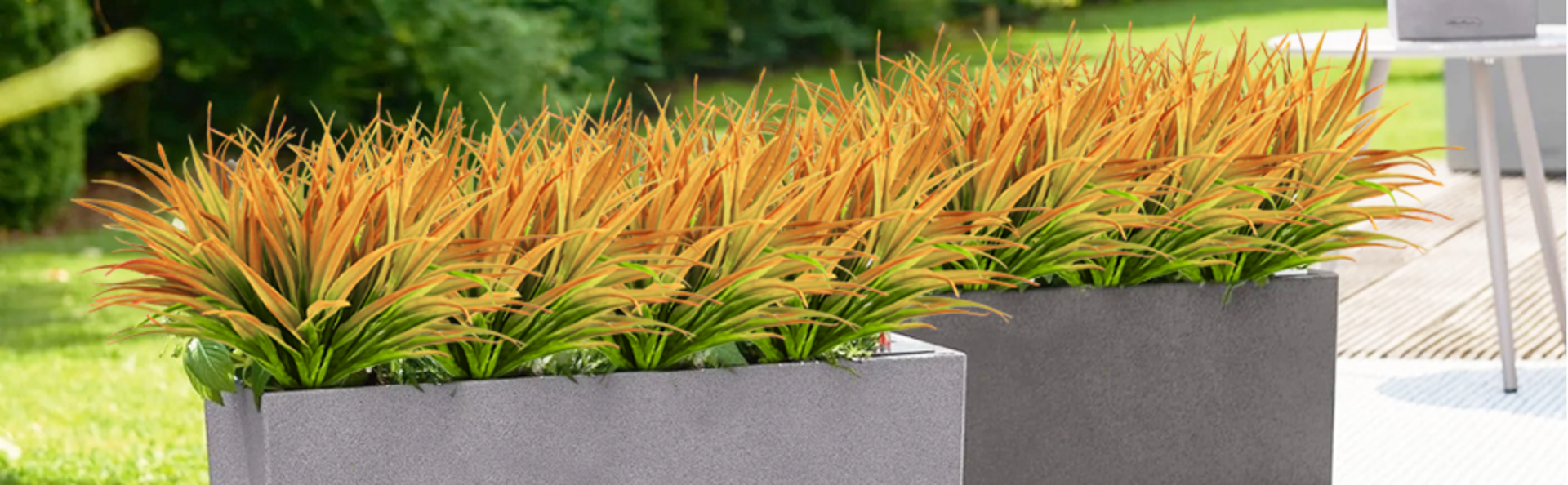 Artificial Grass Plants - 8 Pack UV Resistant Faux Greenery 17.5" Tall for Outdoor Garden Decor detail 4