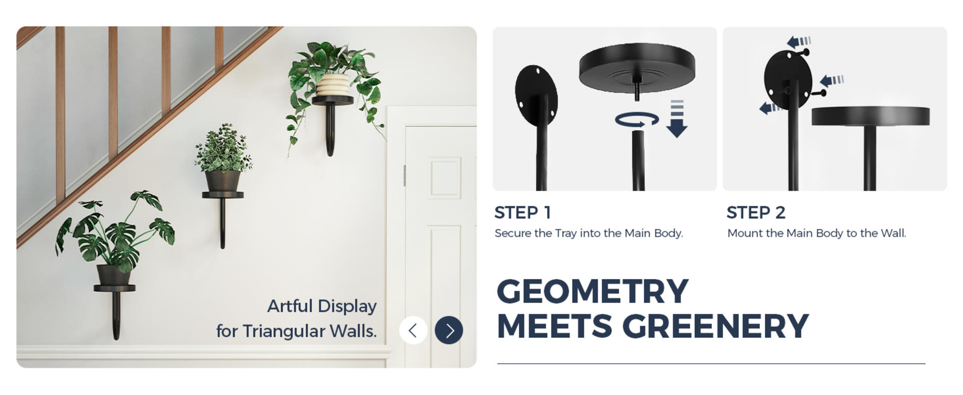 3-Pack Black Wall Planters for Indoor Plants, Space-Saving Hanging Plant Holder with Window Shelves detail 2