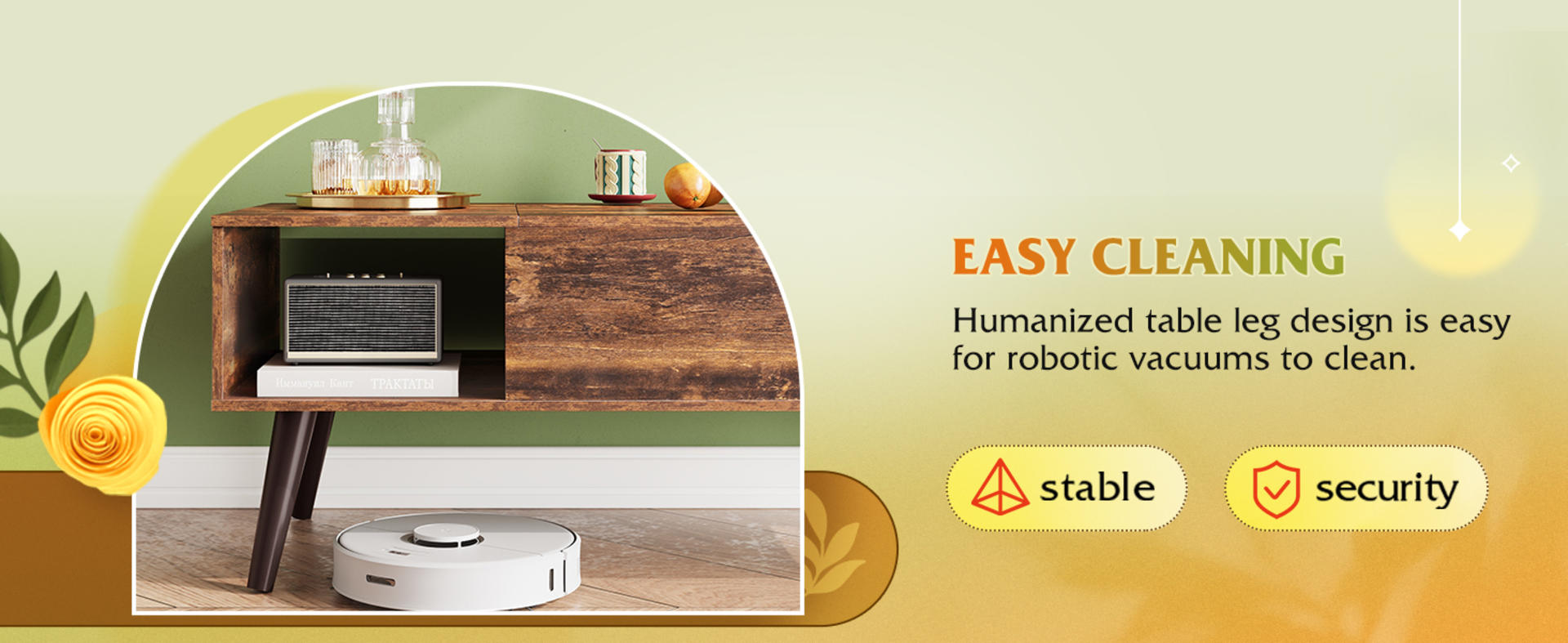 Lift-Top Coffee Table with Storage, 39" Rustic Brown Living Room Table with Hidden Compartment detail 4