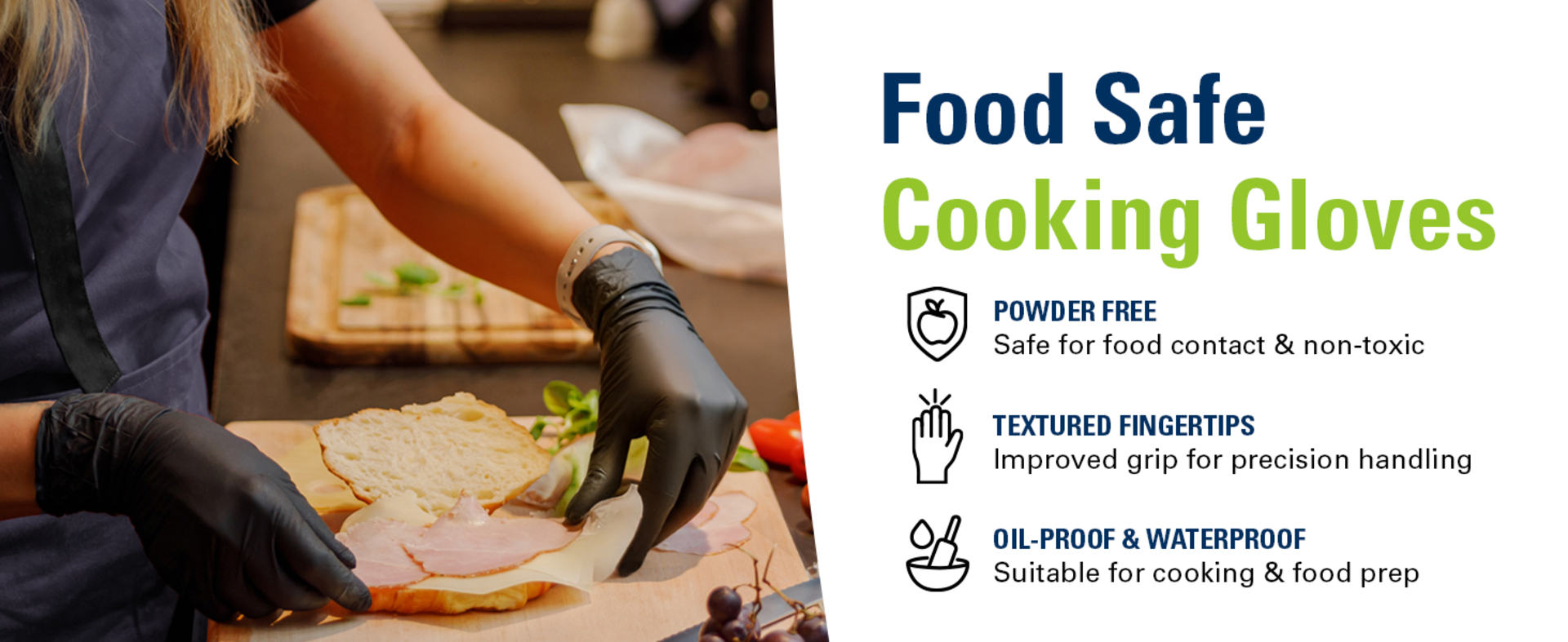 Black Nitrile Disposable Gloves, Latex-Free & Powder-Free for Food Prep, Kitchen, Cleaning detail 2