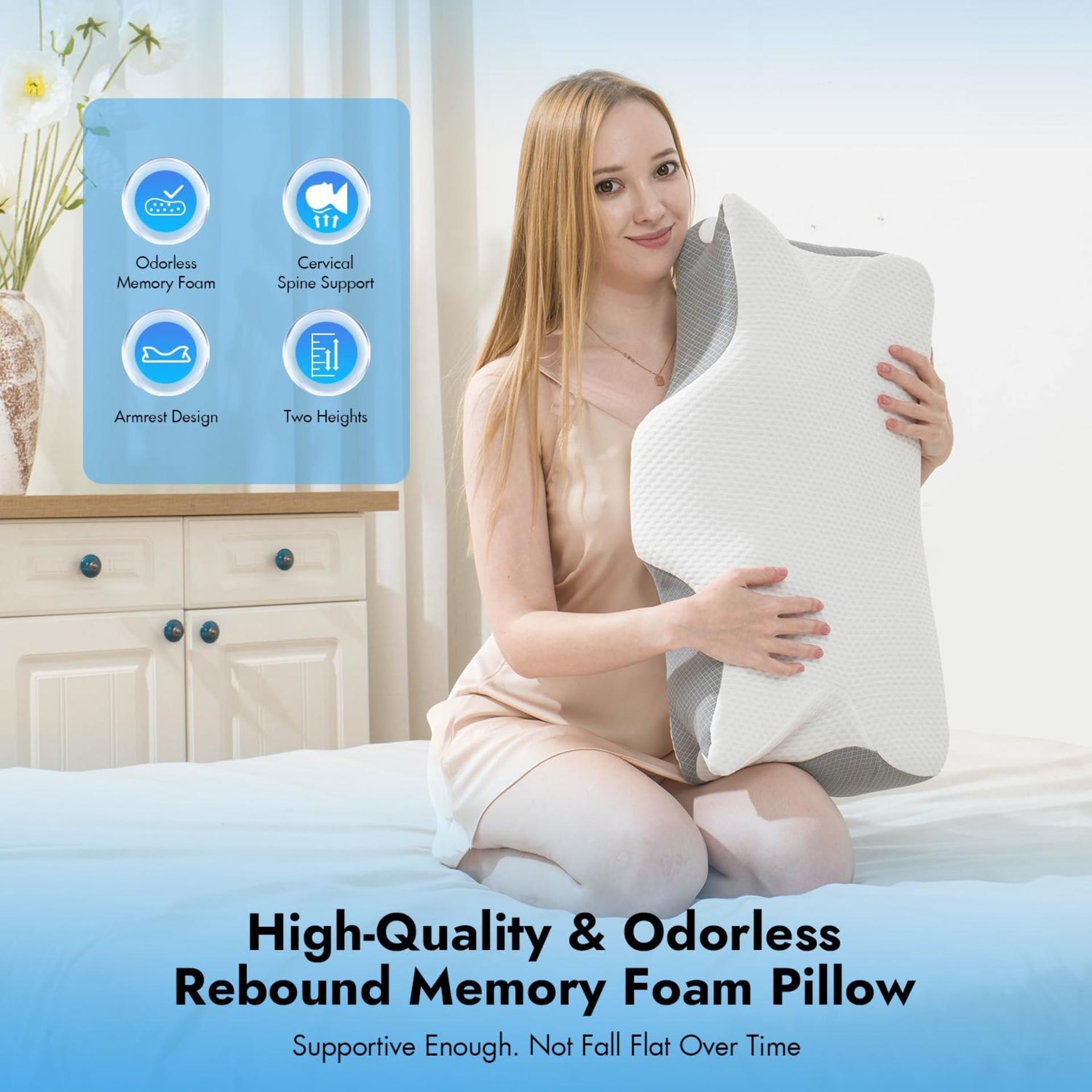 Memory Foam Cervical Pillow for Neck Pain Relief, Ergonomic Design for Side Back Stomach Sleepers - 6
