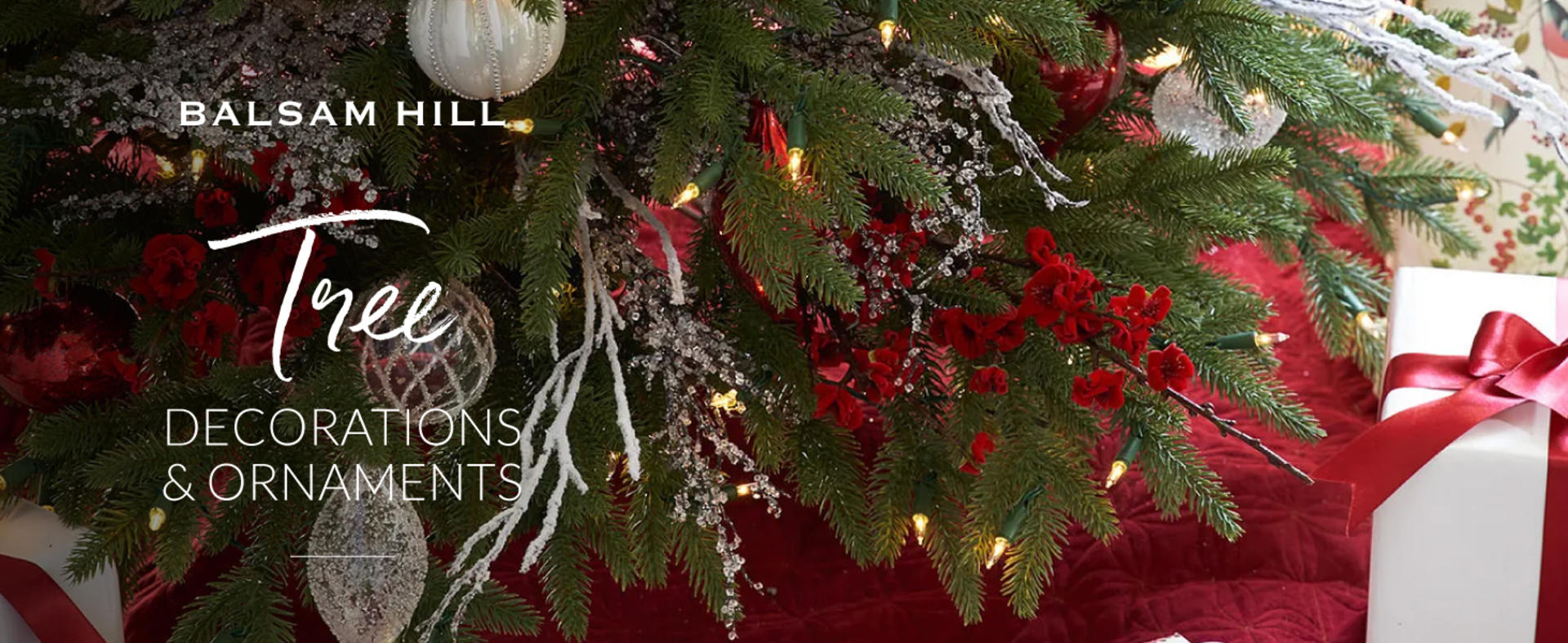 Balsam Hill Elizabeth Beaded Christmas Tree Skirt - Cranberry, Silver & Gold detail 1