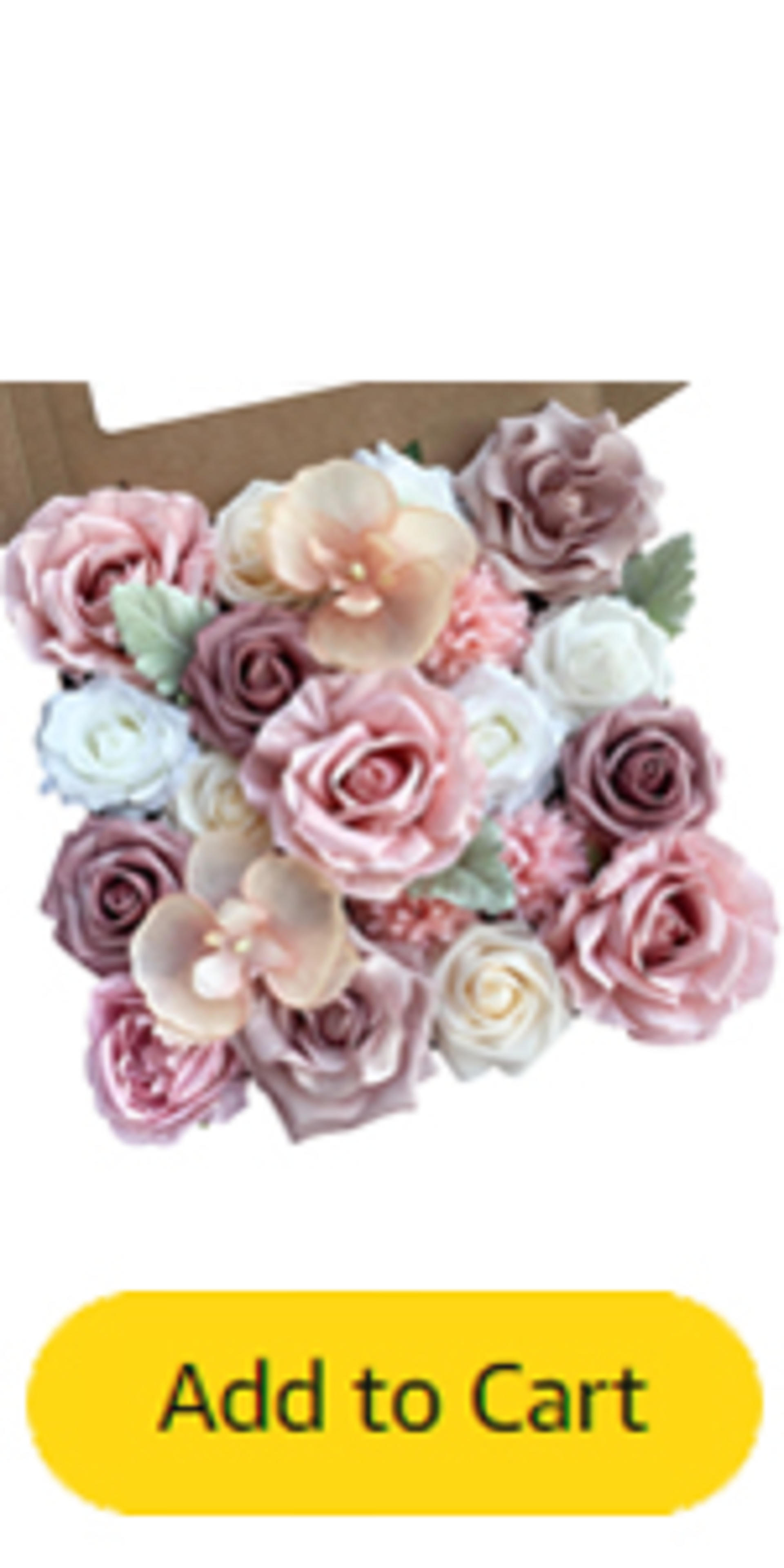 20pcs Pink Silk Peonies & Roses Artificial Flowers with Stems for DIY Wedding Decor detail 9