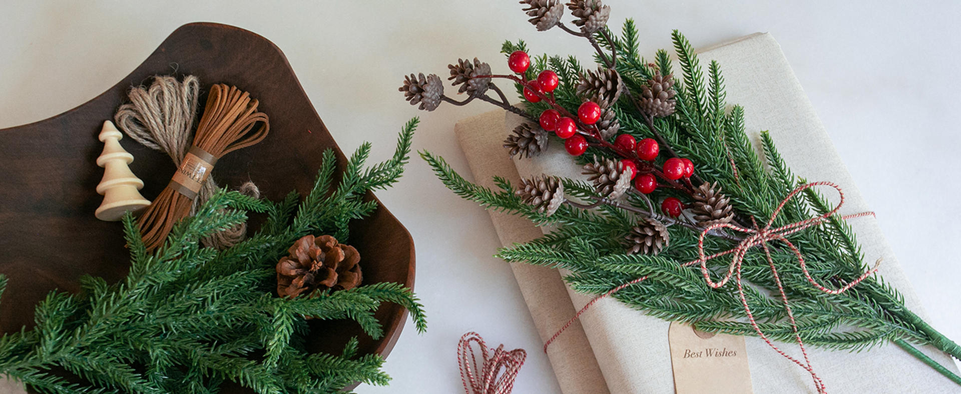 14 PCS Artificial Norfolk Pine Stems with Pine Cones, 19 Inch Real Touch Greenery for Christmas Decor detail 3
