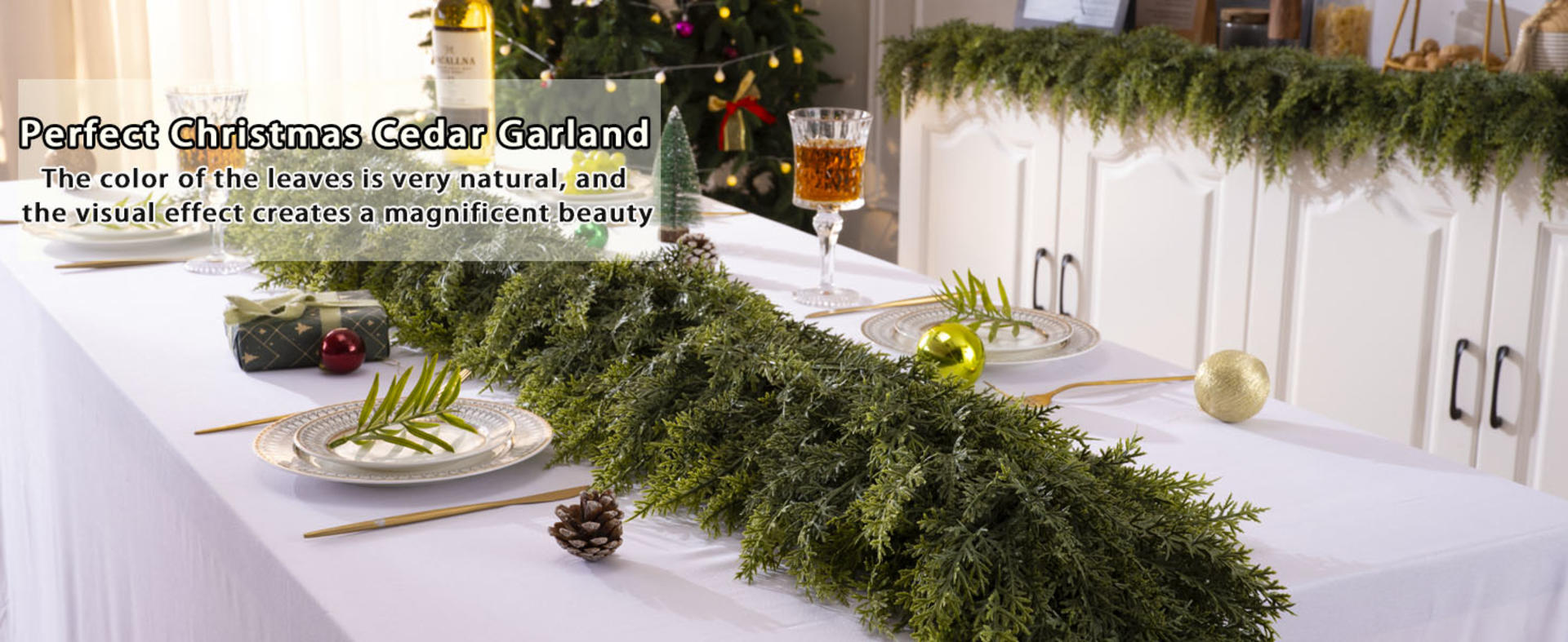 9ft Artificial Cedar Garland with Realistic Pine Look for Indoor Outdoor Christmas Decor detail 4