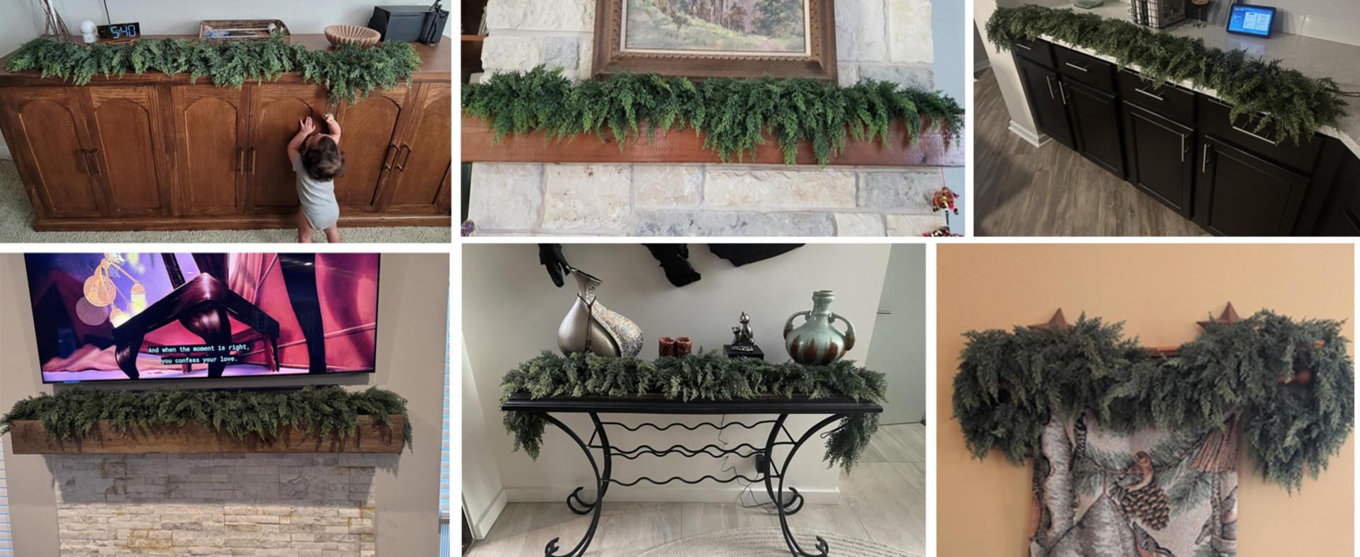 9ft Artificial Cedar Garland with Realistic Pine Look for Indoor Outdoor Christmas Decor detail 6