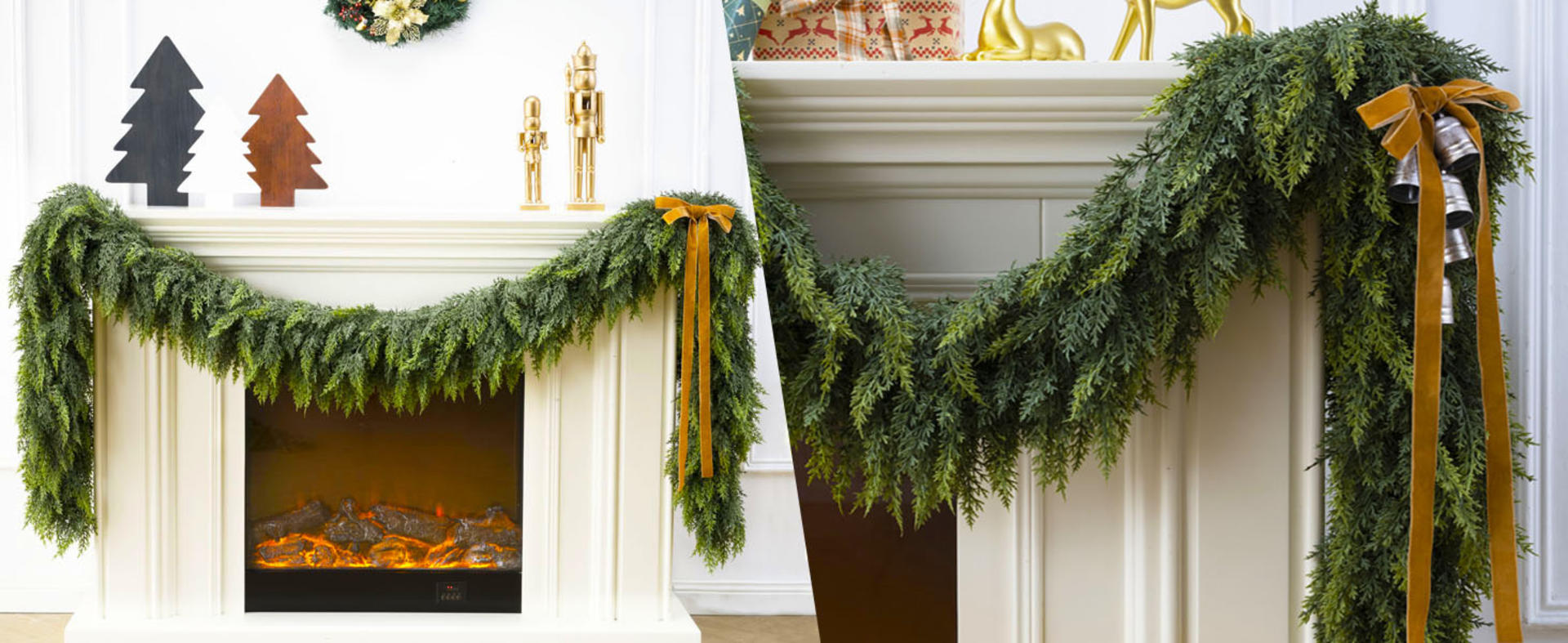 9ft Artificial Cedar Garland with Realistic Pine Look for Indoor Outdoor Christmas Decor detail 7