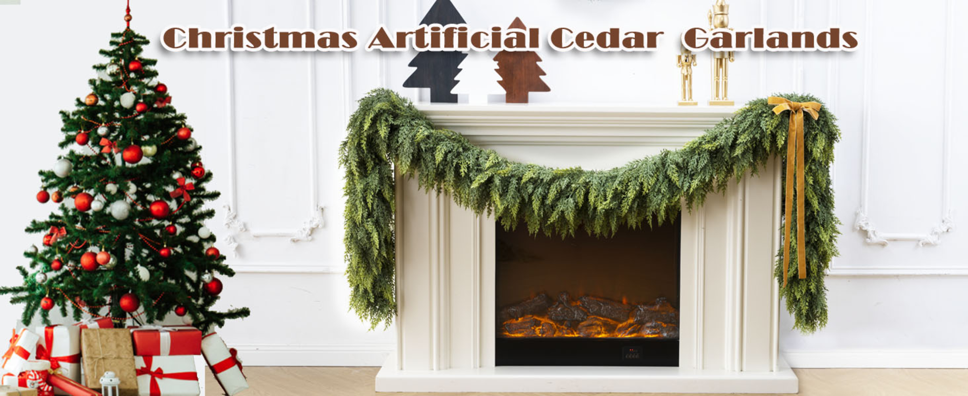 9ft Artificial Cedar Garland with Realistic Pine Look for Indoor Outdoor Christmas Decor detail 8