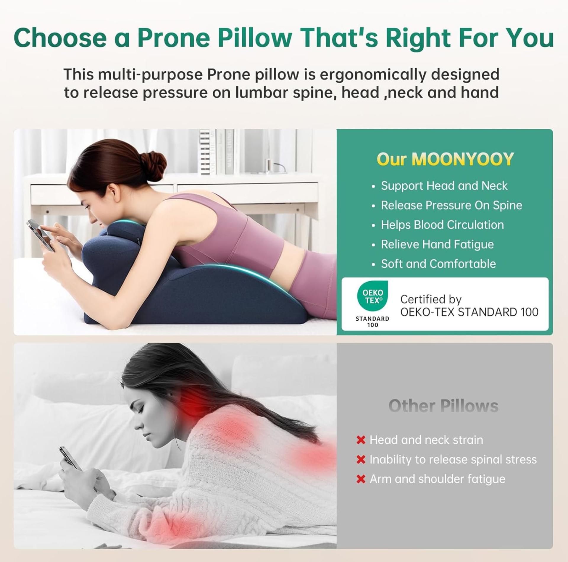 Memory Foam Ergonomic Wedge Pillow for Back Pain Relief, Acid Reflux & Full-Body Support - 4