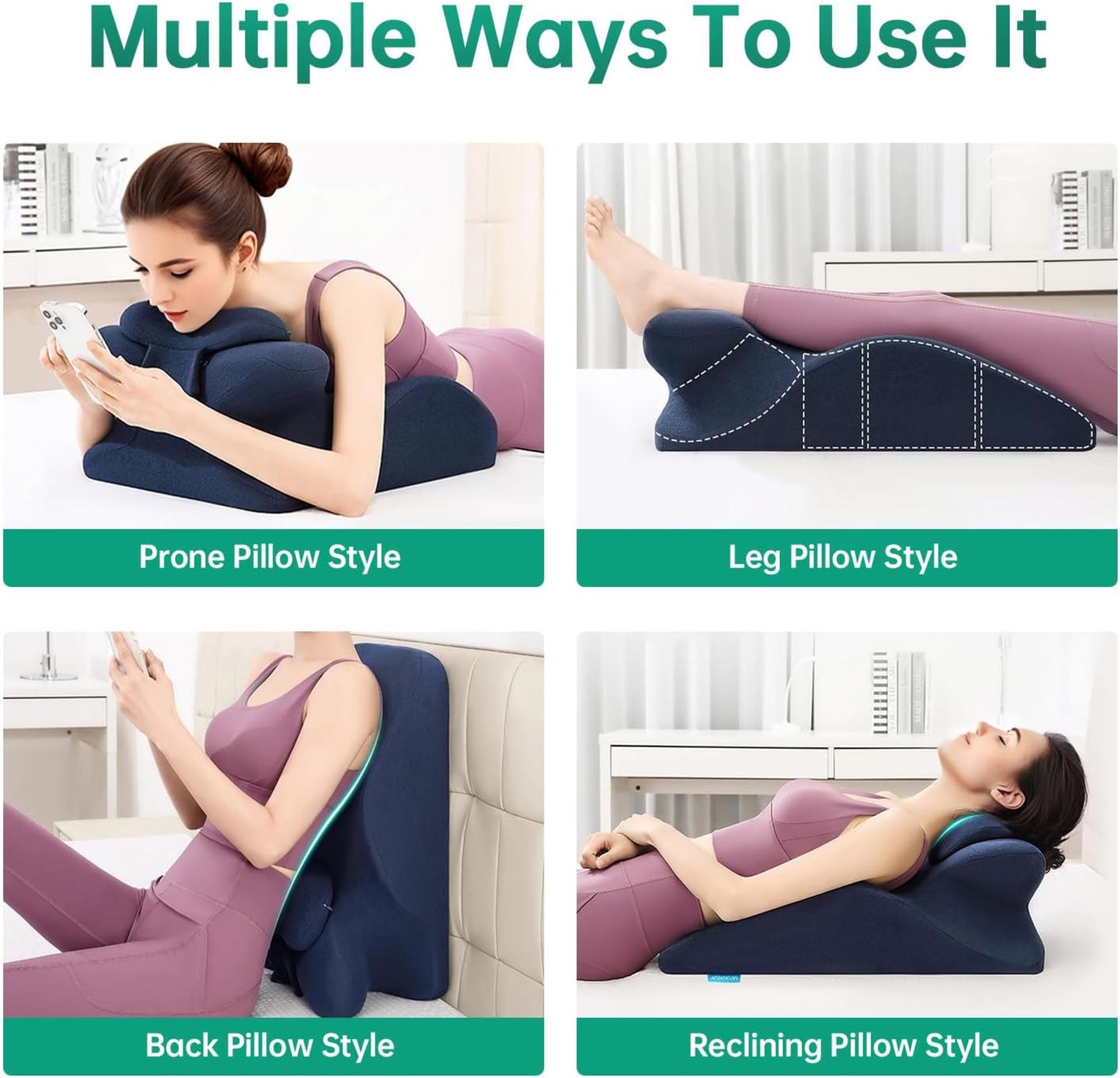 Memory Foam Ergonomic Wedge Pillow for Back Pain Relief, Acid Reflux & Full-Body Support - 5