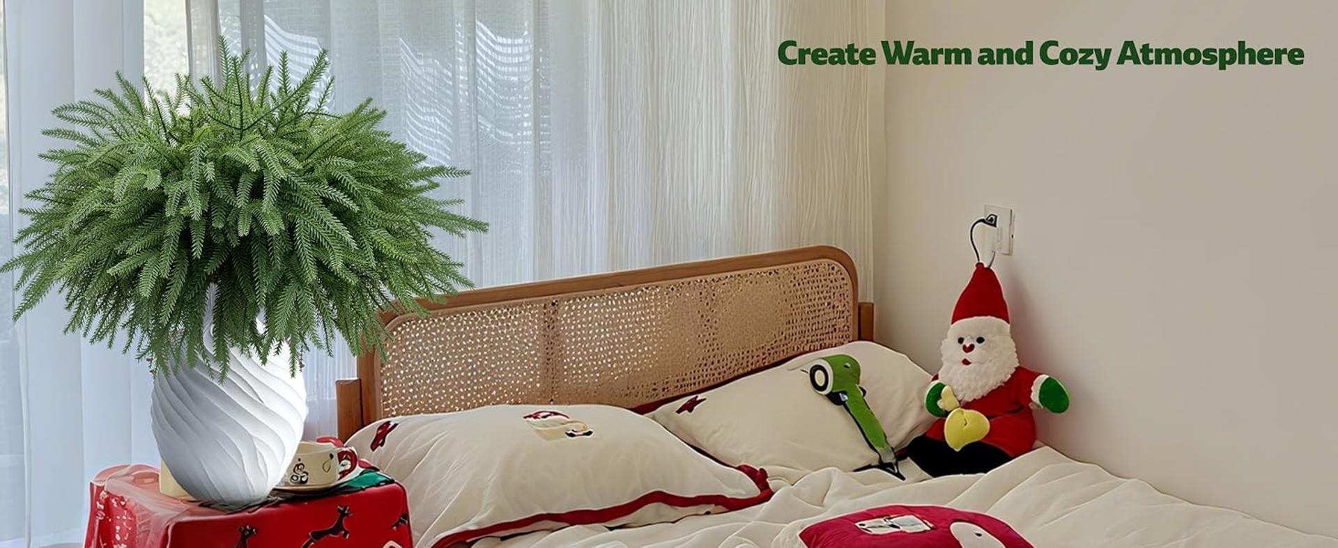 12 Pcs Real Touch Norfolk Pine Branches, 18" Artificial Greenery Stems for Christmas Decor detail 6