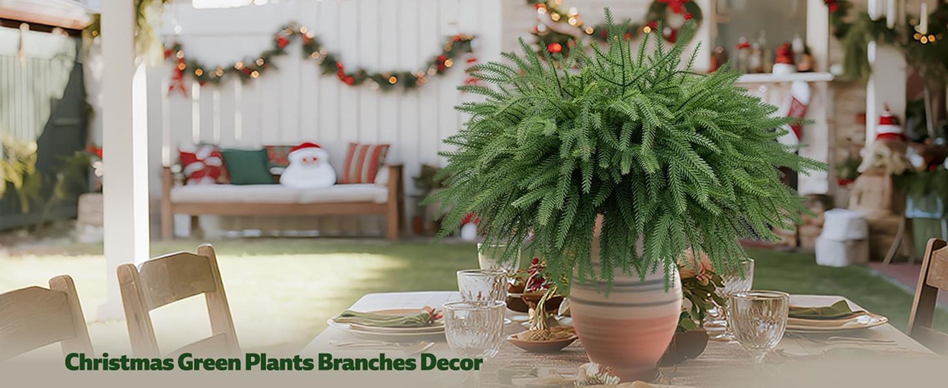 12 Pcs Real Touch Norfolk Pine Branches, 18" Artificial Greenery Stems for Christmas Decor detail 7