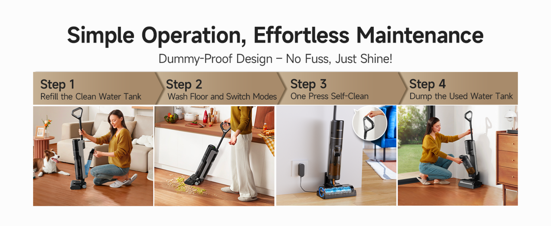 Cordless Vacuum Mop with Self-Cleaning, Dual Tank Design, All-in-One Wet Dry Cleaner for Hard Floors detail 6