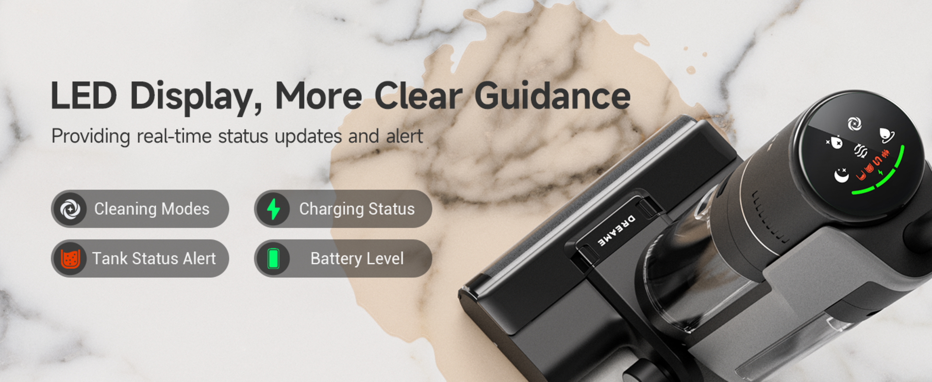 Cordless Vacuum Mop with Self-Cleaning, Dual Tank Design, All-in-One Wet Dry Cleaner for Hard Floors detail 8