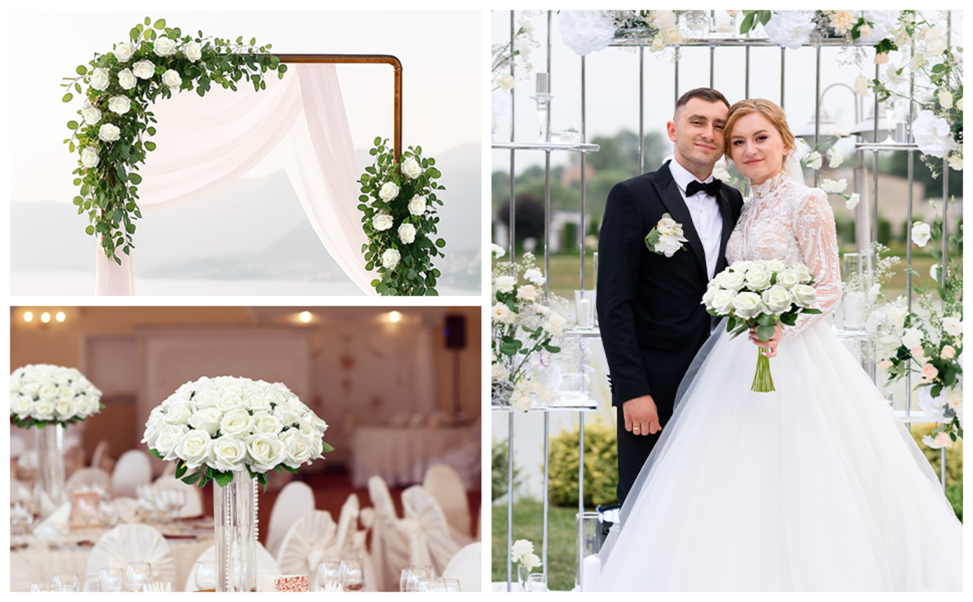 50-Pack Artificial Velvet Silk White Roses with Long Stems for Wedding & Home Decor detail 3