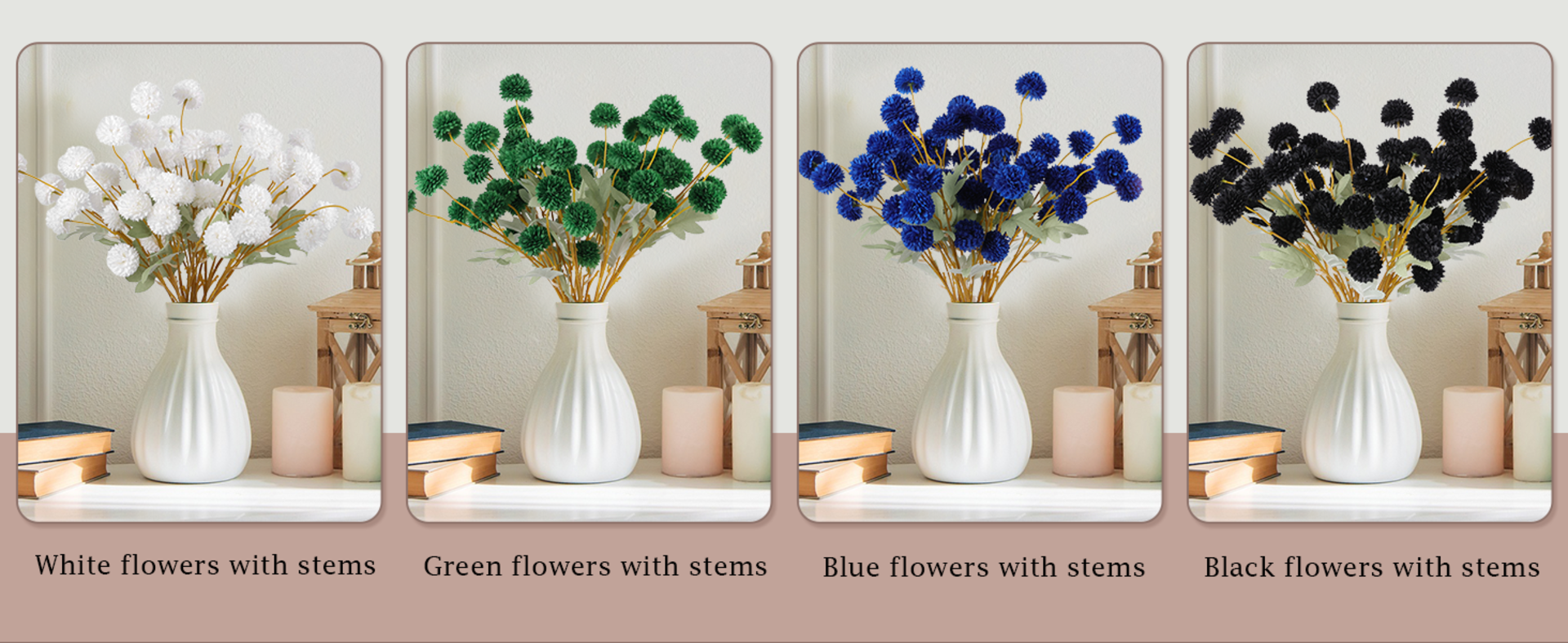 12 Pcs Artificial Chrysanthemum Flowers, Beige Pom Pom Mums for Fall Home Decor detail 2