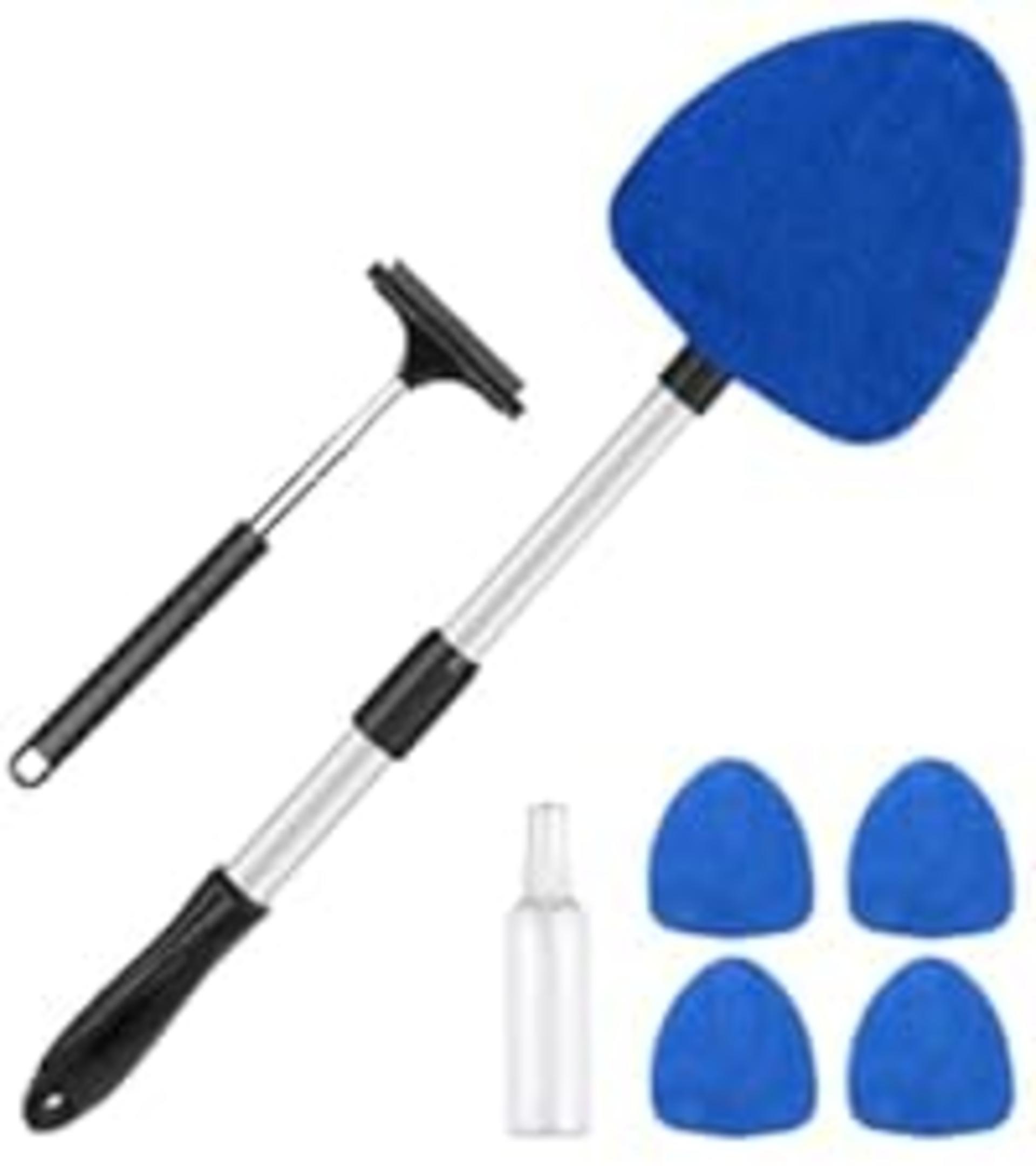 Extendable Windshield Cleaner with 180° Rotating Head and 4 Microfiber Pads for Car Interior detail 3