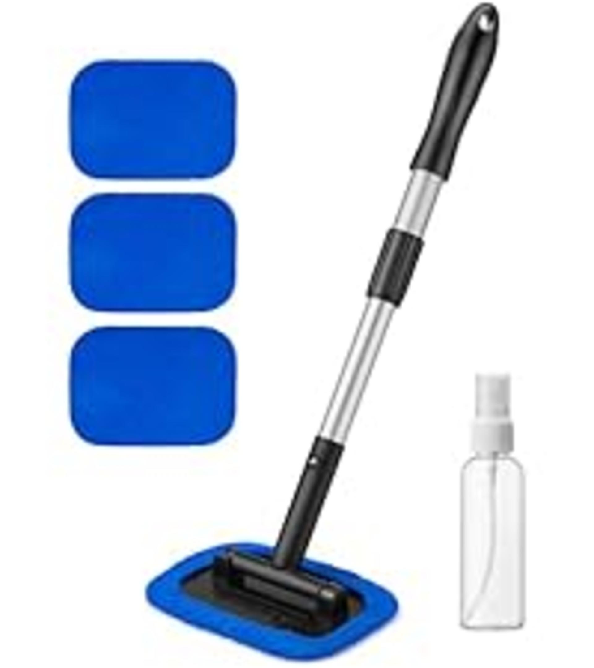 Extendable Windshield Cleaner with 180° Rotating Head and 4 Microfiber Pads for Car Interior detail 6