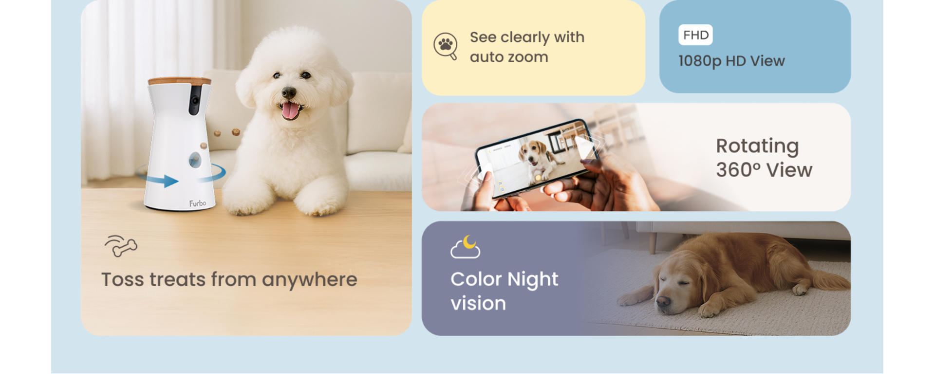 360° Smart Dog Camera with Treat Dispenser & AI Tracking - Home Security Pet Monitor detail 6
