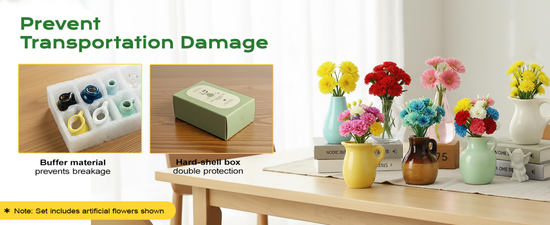 Mini Ceramic Vase Magnets with Flowers - 8 Pack Cute Fridge Decor for Kitchen & Office detail 3