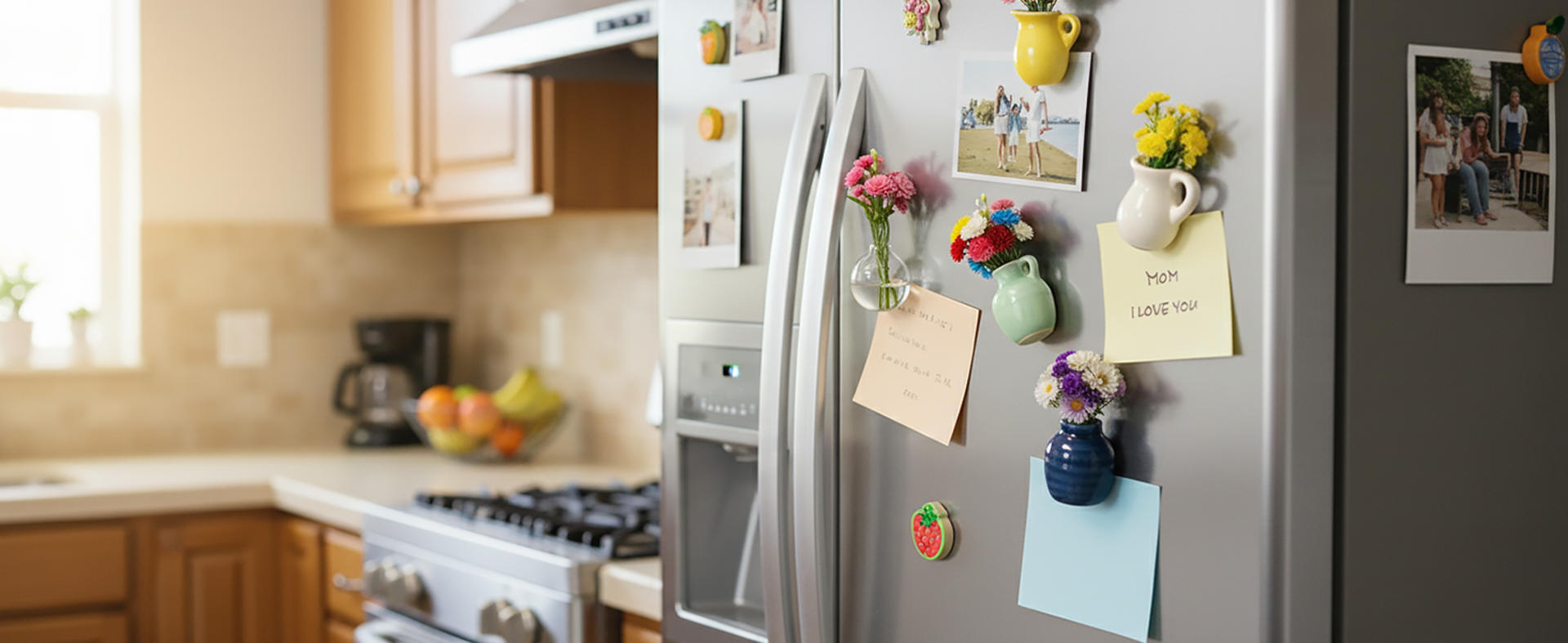 Mini Ceramic Vase Magnets with Flowers - 8 Pack Cute Fridge Decor for Kitchen & Office detail 7