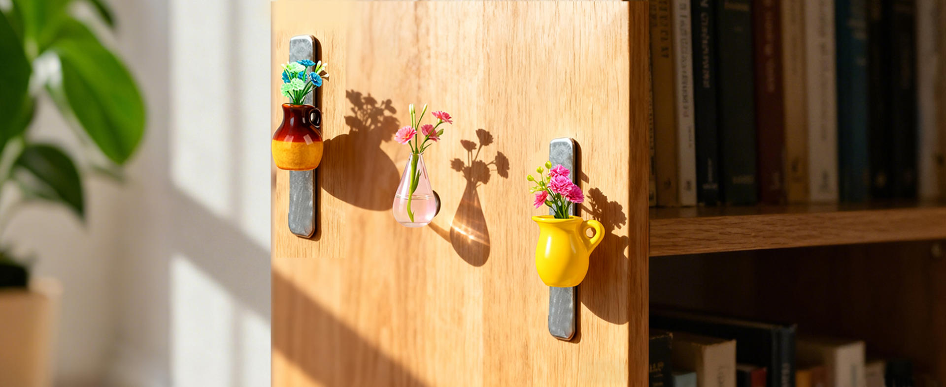 Mini Ceramic Vase Magnets with Flowers - 8 Pack Cute Fridge Decor for Kitchen & Office detail 10