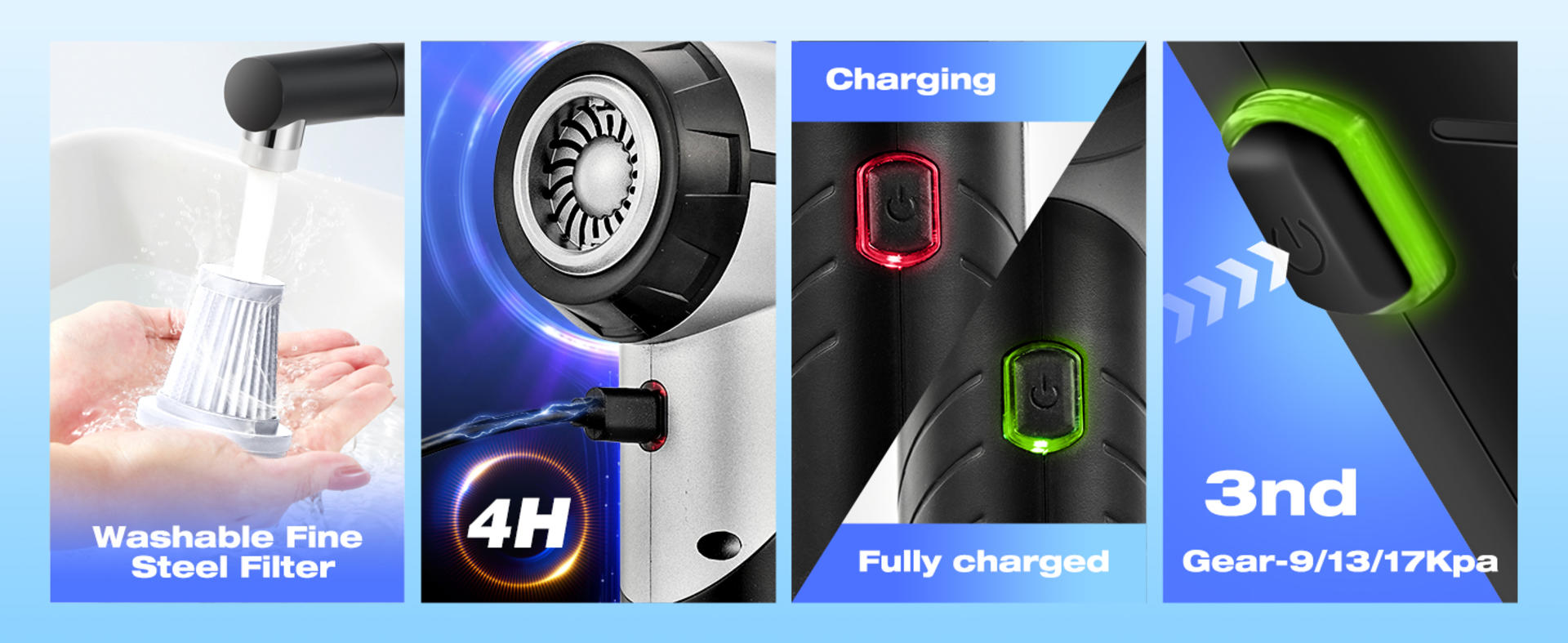 17000PA Cordless Handheld Car Vacuum Cleaner - 3-in-1 Foldable Portable Vacuum with Brushless Motor detail 6