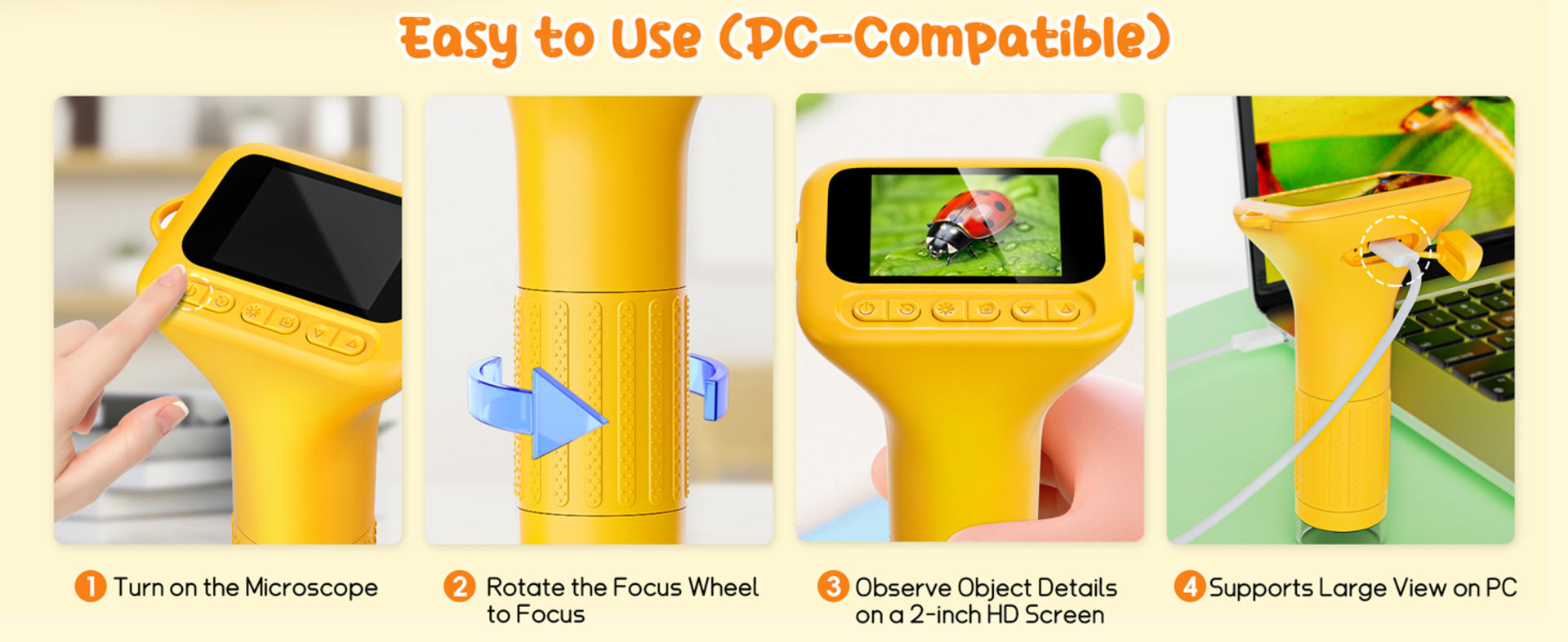 Kids Digital Microscope with 2" Screen, 1000X Magnification & HD Camera for Science Learning detail 4