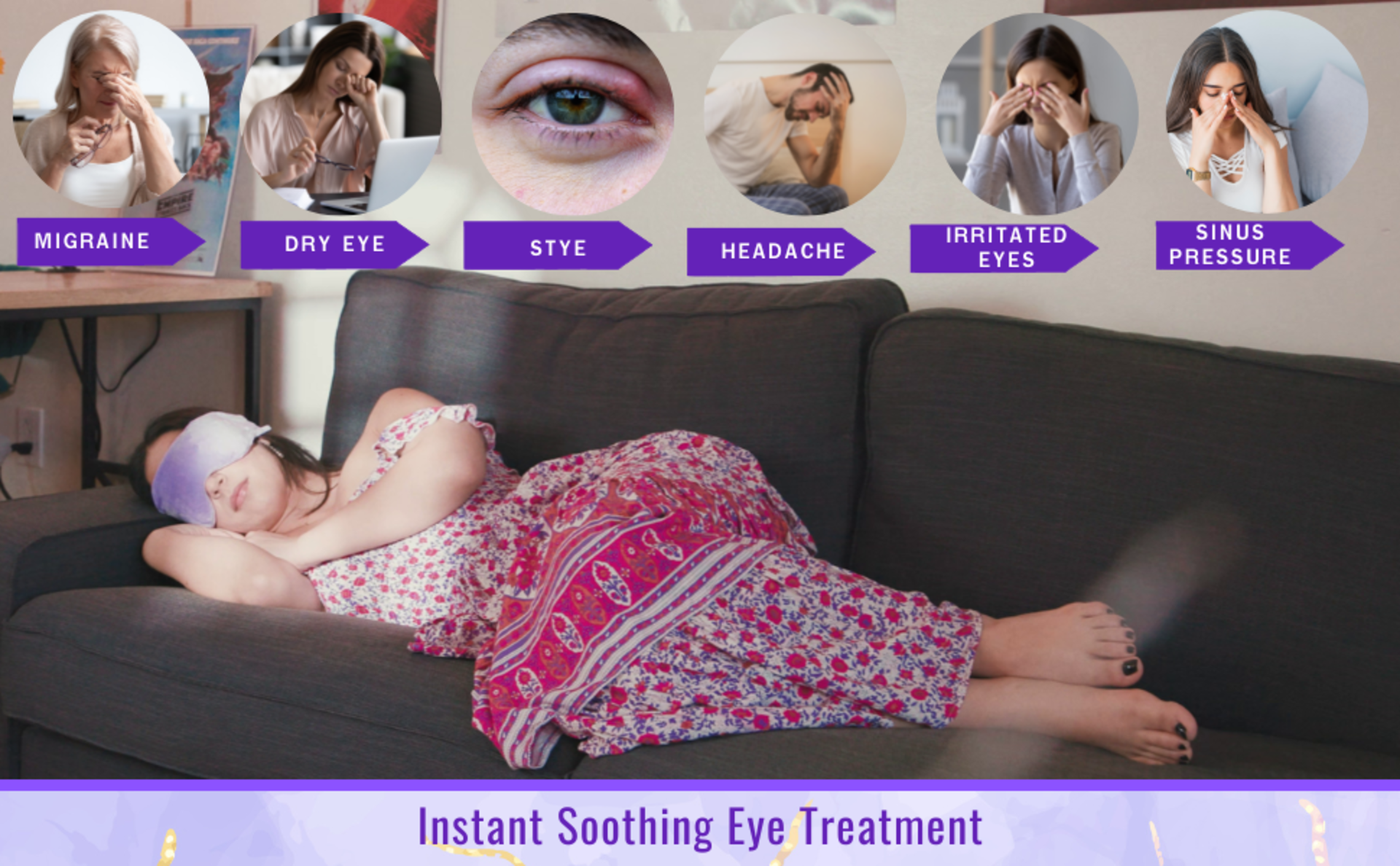 Weighted Lavender Eye Mask for Sleep & Relaxation - Aromatherapy Pillow with Hot/Cold Therapy detail 3