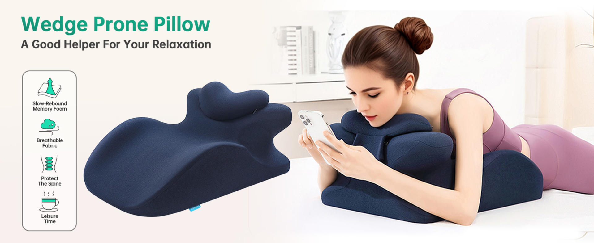 Memory Foam Ergonomic Wedge Pillow for Back Pain Relief, Acid Reflux & Full-Body Support detail 1