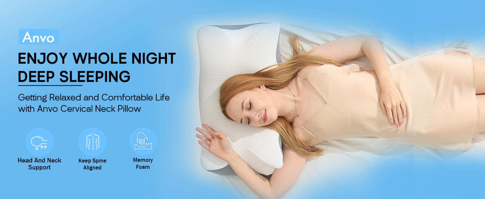 Memory Foam Cervical Pillow for Neck Pain Relief, Ergonomic Design for Side Back Stomach Sleepers detail 1
