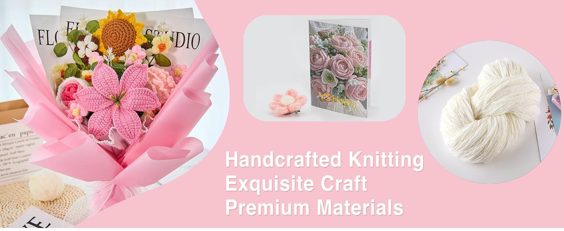 Handmade Crochet Flower Bouquet with 14 Flowers - Eternal Blooms for Home Decor & Gifts detail 1