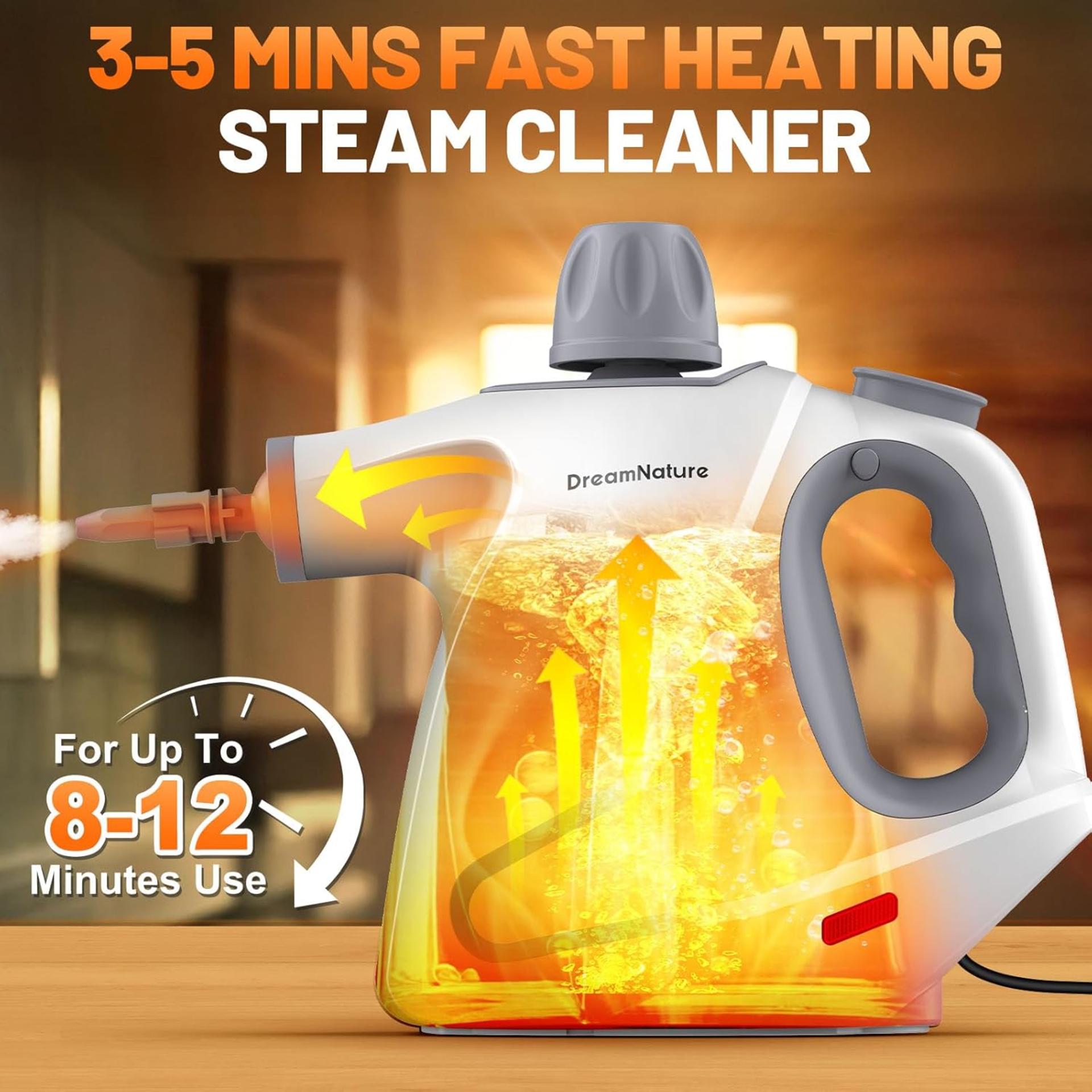 Multi-Surface Handheld Pressurized Steam Cleaner with 11 Accessories, 15.2OZ Portable Steamer - 2