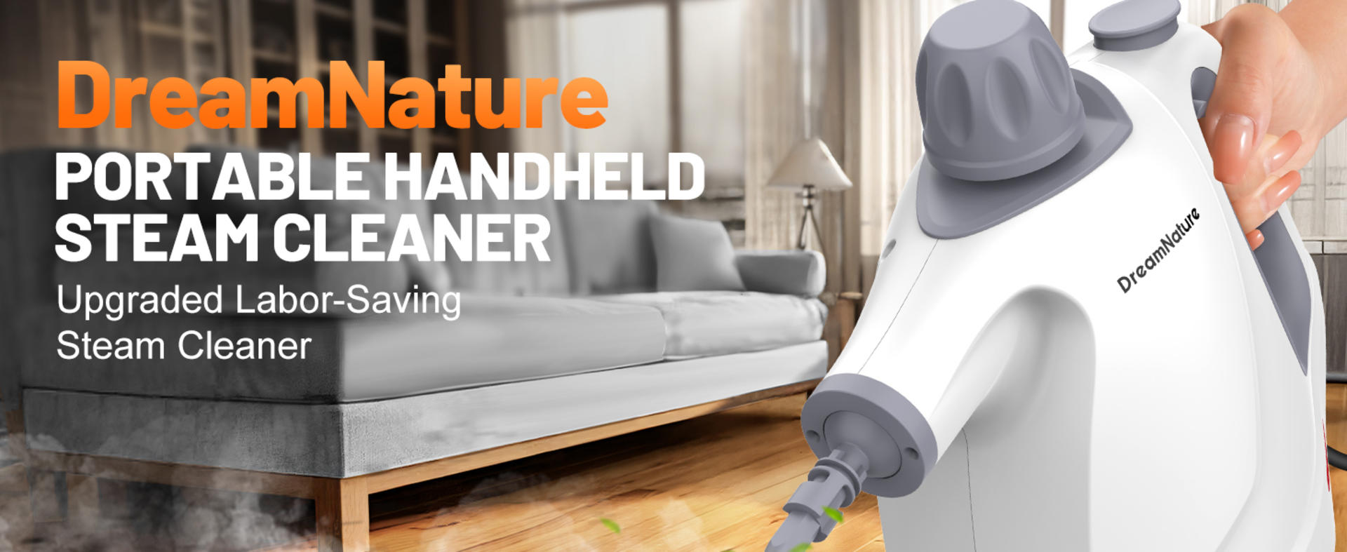 Multi-Surface Handheld Pressurized Steam Cleaner with 11 Accessories, 15.2OZ Portable Steamer detail 1